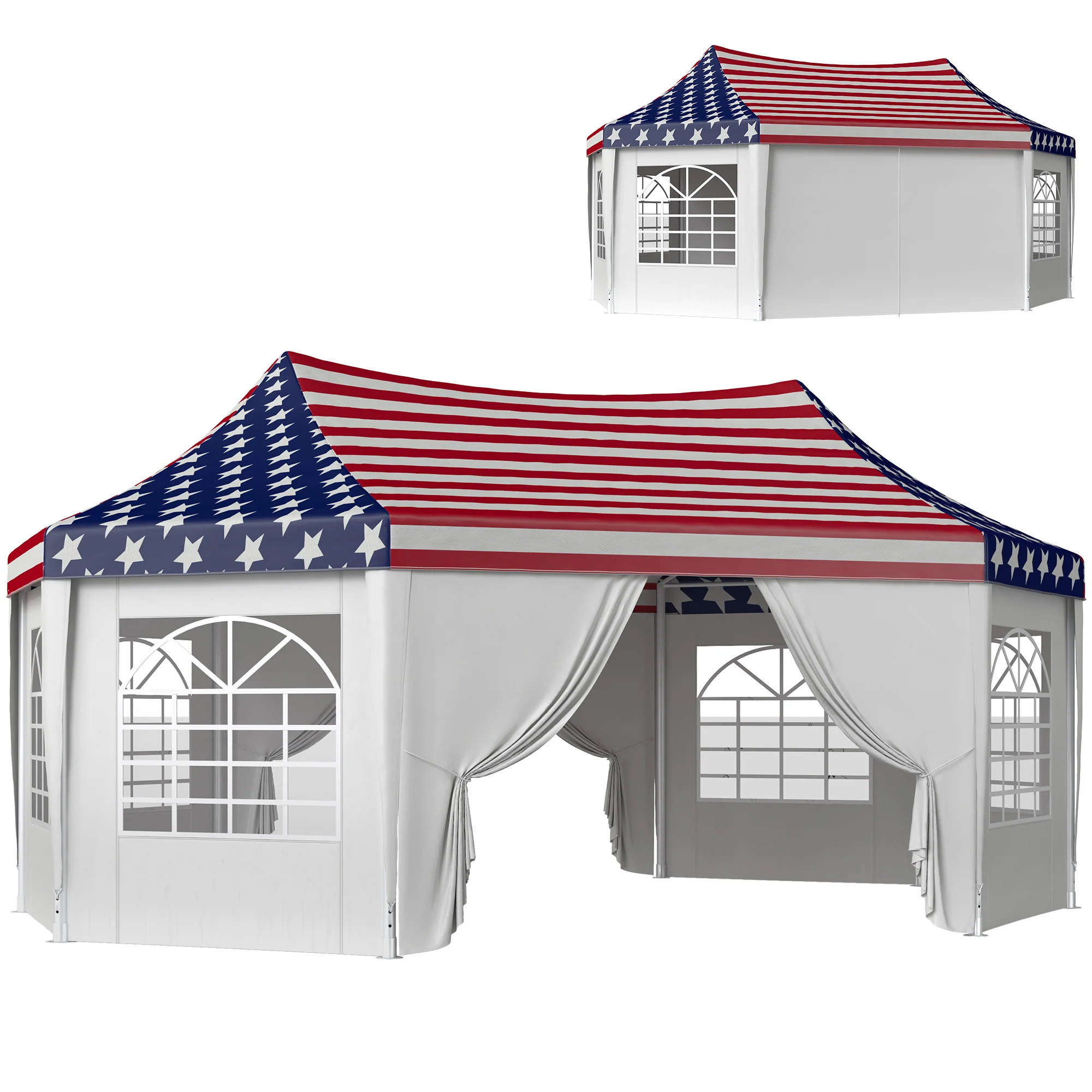 22.3' x 16.4' Party Tent with Sidewalls, American Flag - Image 12
