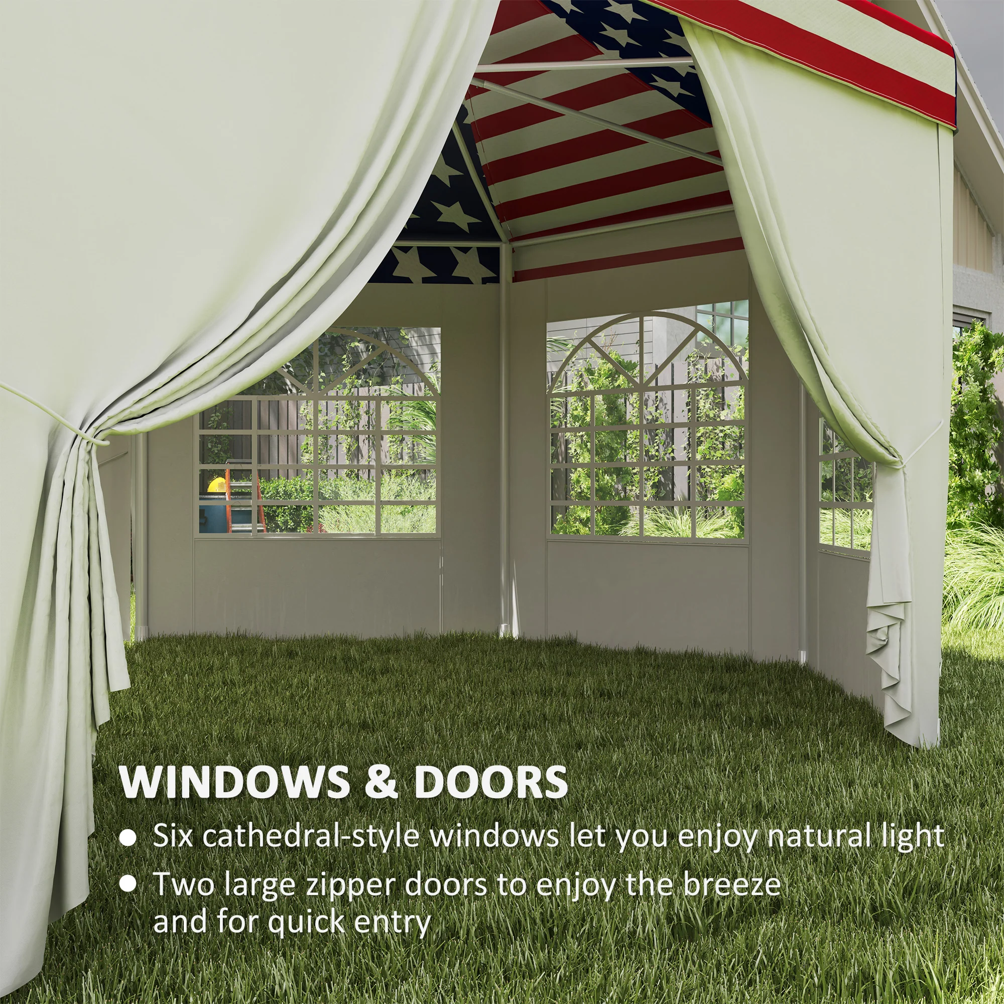 22.3' x 16.4' Party Tent with Sidewalls, American Flag - Image 7