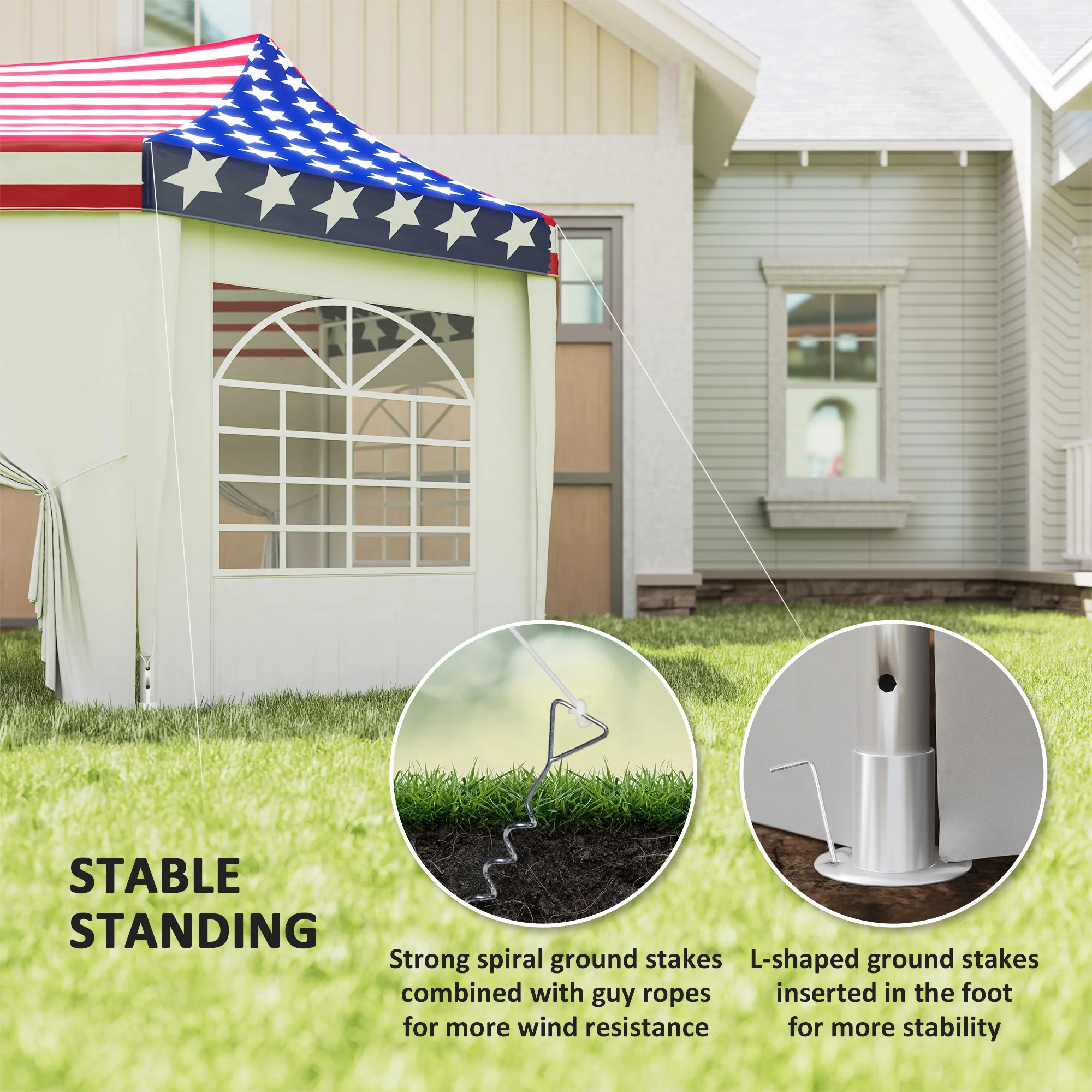 22.3' x 16.4' Party Tent with Sidewalls, American Flag - Image 8