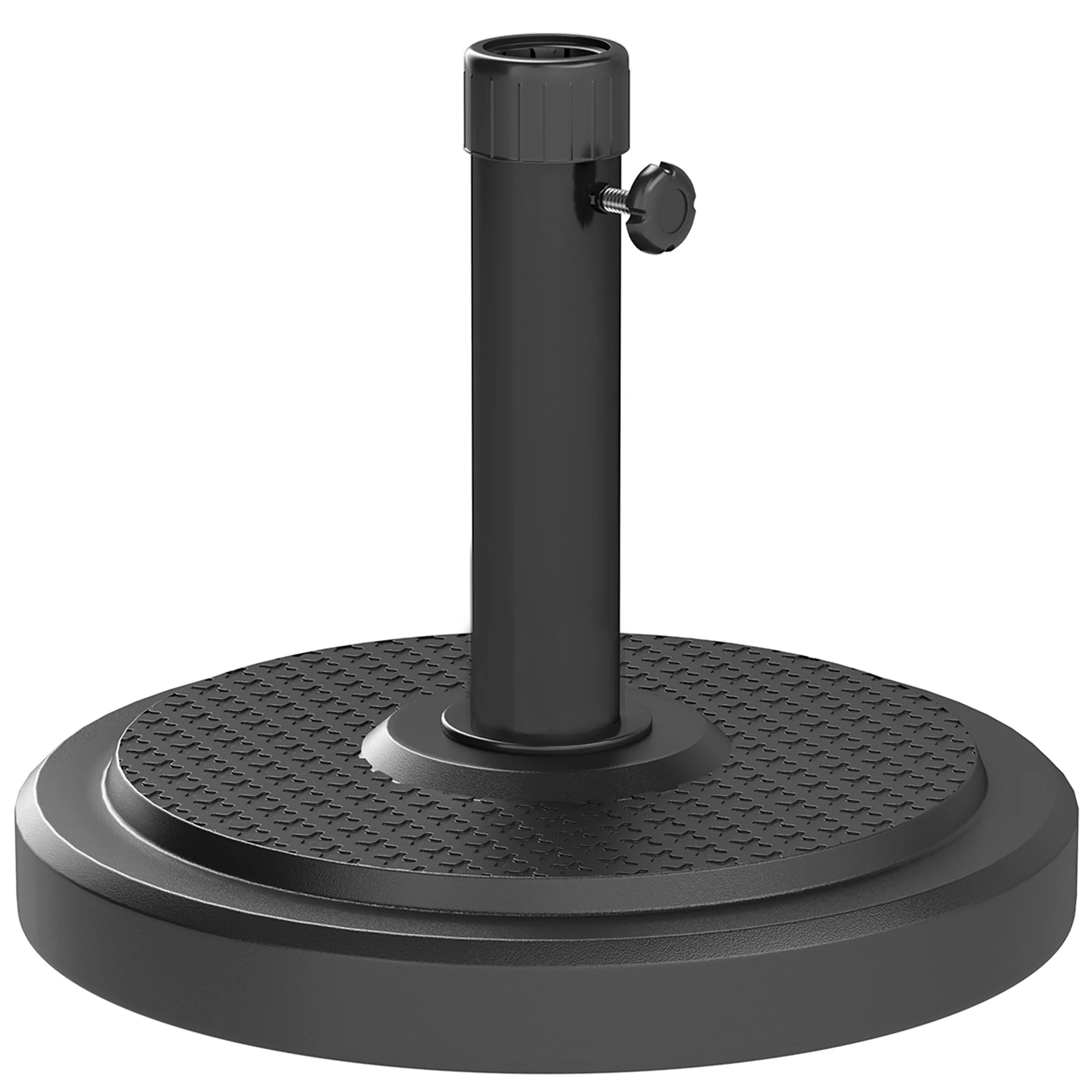 22kg Round HDPE Garden Umbrella Base for 38mm or 48mm Outdoor Umbrella Poles, Black