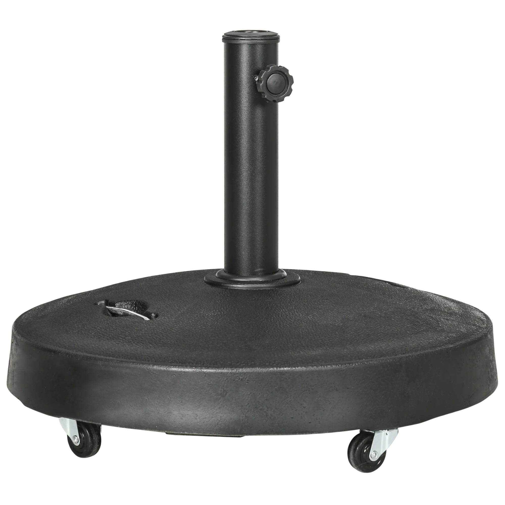 23.5kg Garden Parasol Base with Wheels & Retractable Handles, for 38 to 48mm Poles, Black - Image 12