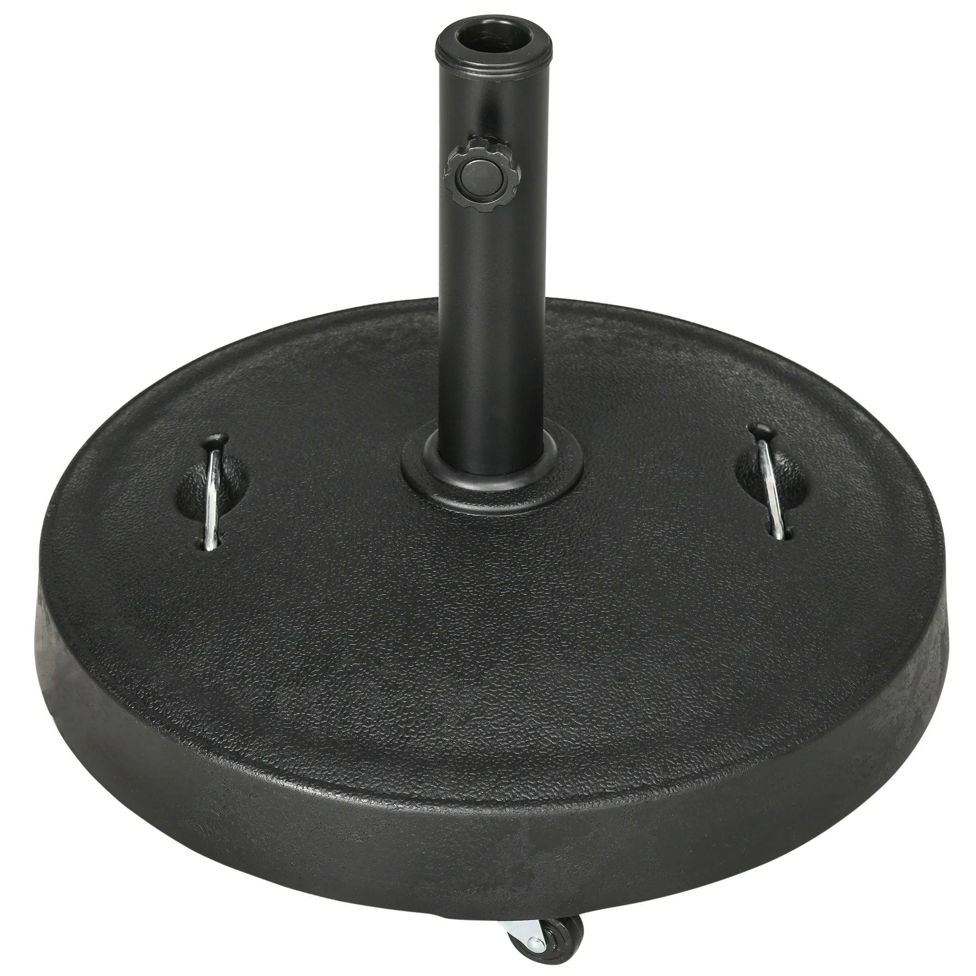 23.5kg Garden Parasol Base with Wheels & Retractable Handles, for 38 to 48mm Poles, Black - Image 2