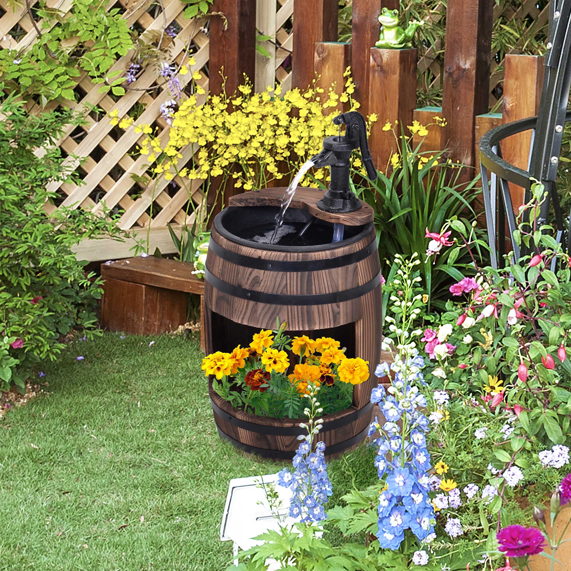 23" Wooden Fountain, 2 Tiers Electrical Waterfall w/ UL Certified 3600r/min Speed Pump - Image 3