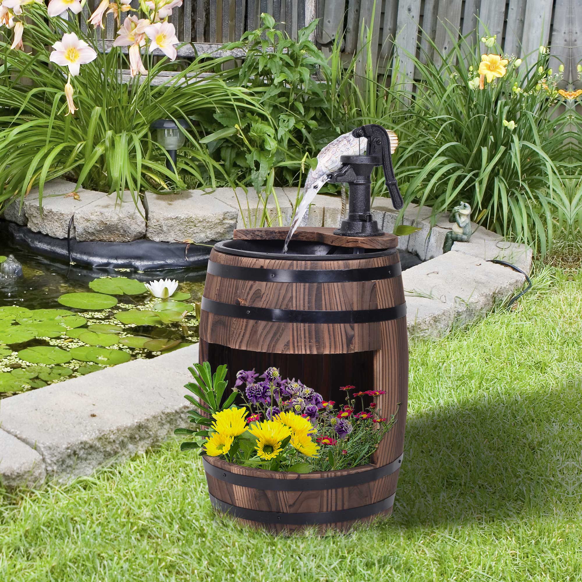 23" Wooden Fountain, 2 Tiers Electrical Waterfall w/ UL Certified 3600r/min Speed Pump - Image 4