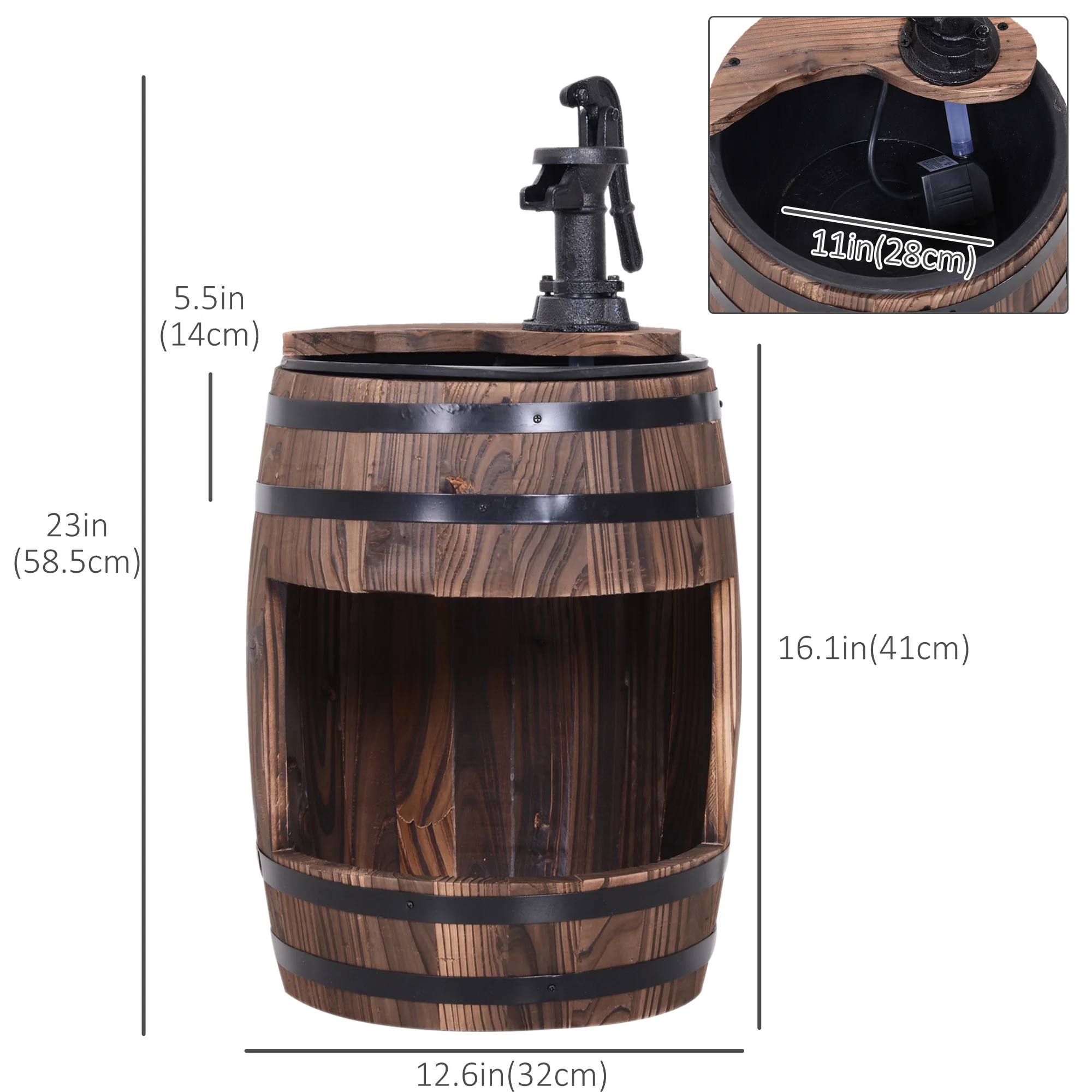 23" Wooden Fountain, 2 Tiers Electrical Waterfall w/ UL Certified 3600r/min Speed Pump - Image 5