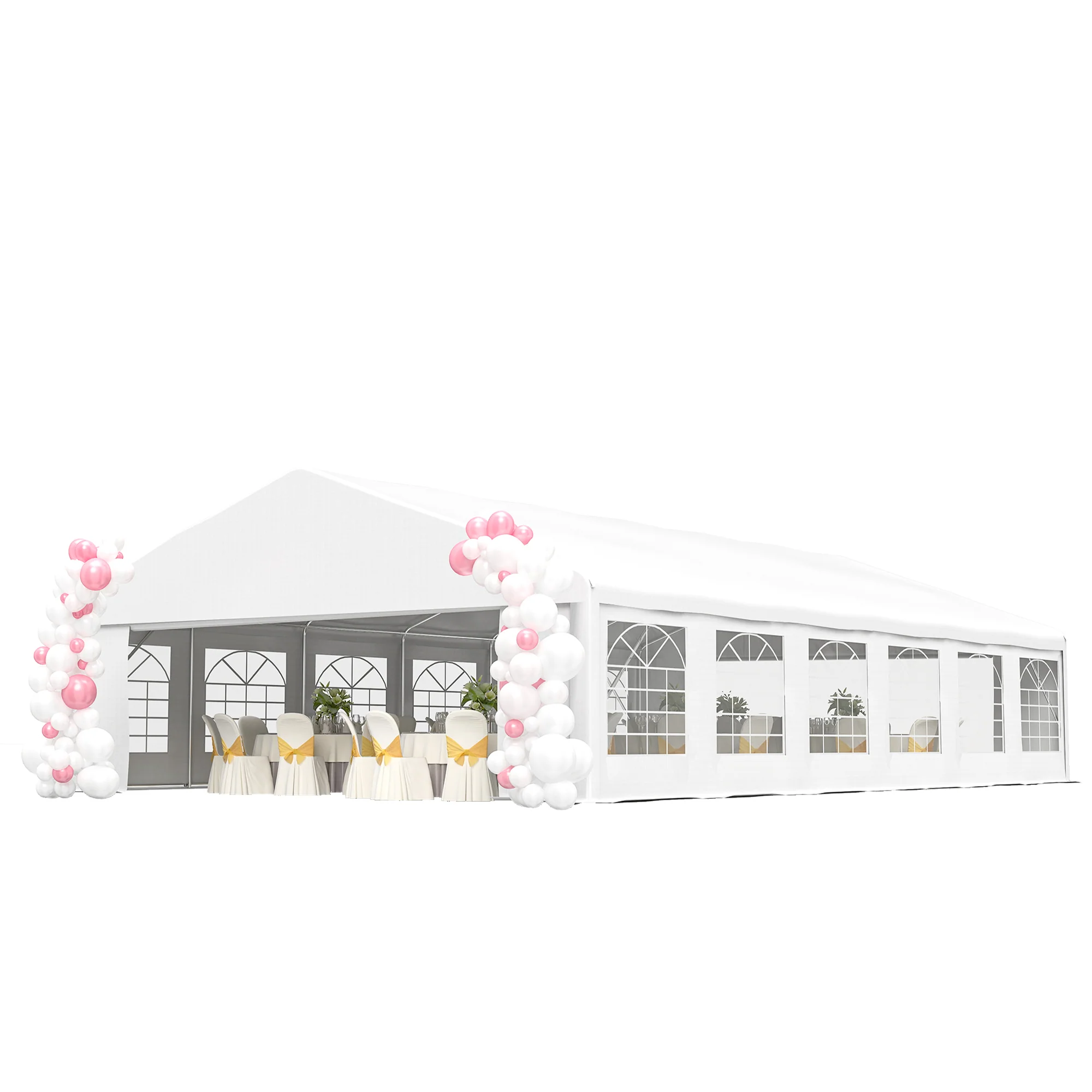23 x 39 ft Heavy Duty Party Tent with Removable Sidewalls & Windows, Outside Waterproof Canopy for Parties, White