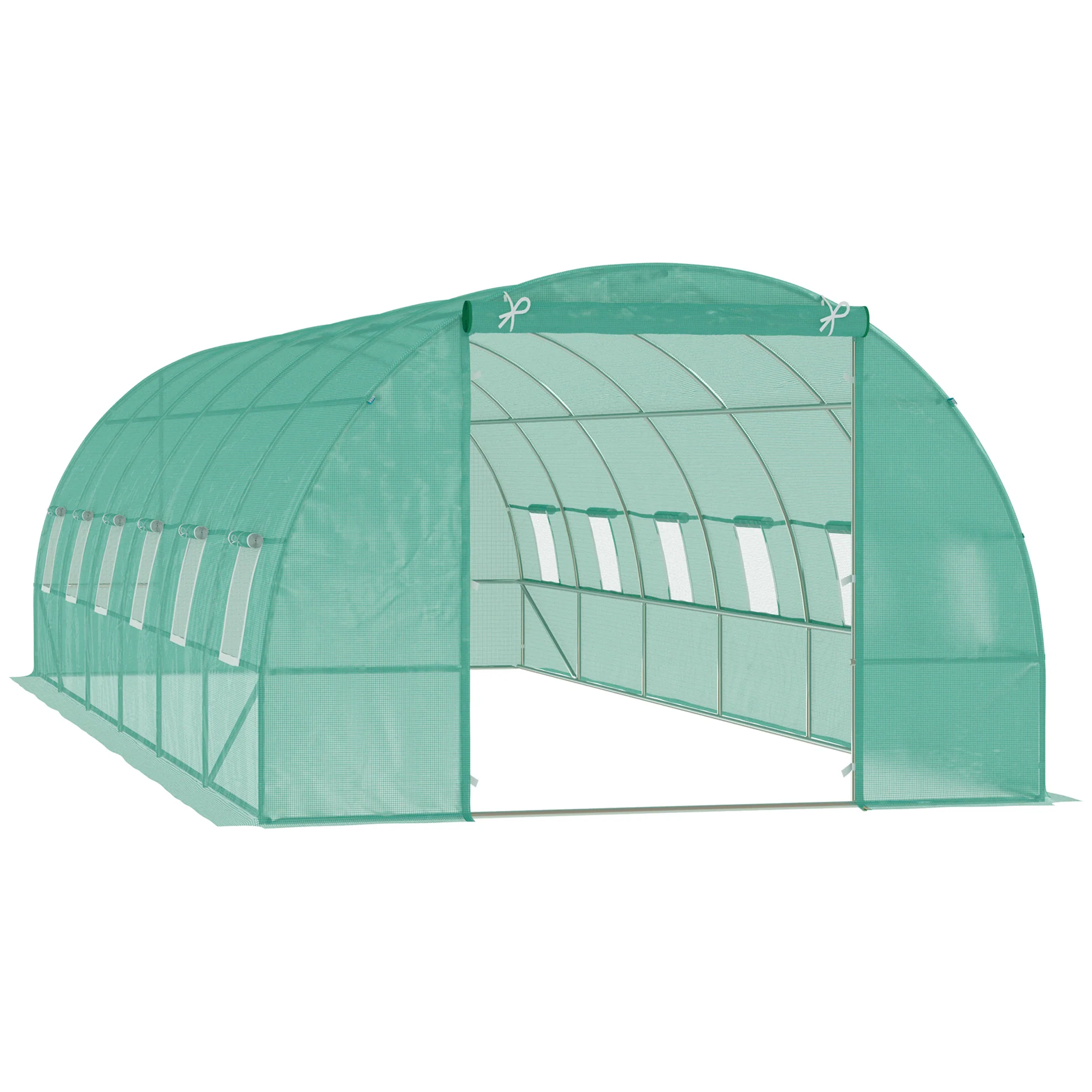 26' x 10' x 6.6' Walk-in Tunnel Greenhouse with Premium Steel Frame, Dark Green - Image 12
