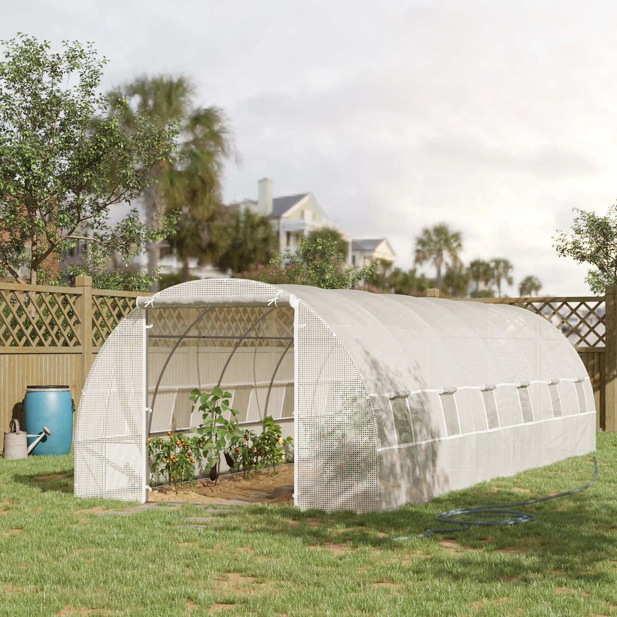 26' x 10' x 6.6' Large Walk in Tunnel Greenhouse Garden Plant Seed Green House Premium Steel Frame, White - Image 3