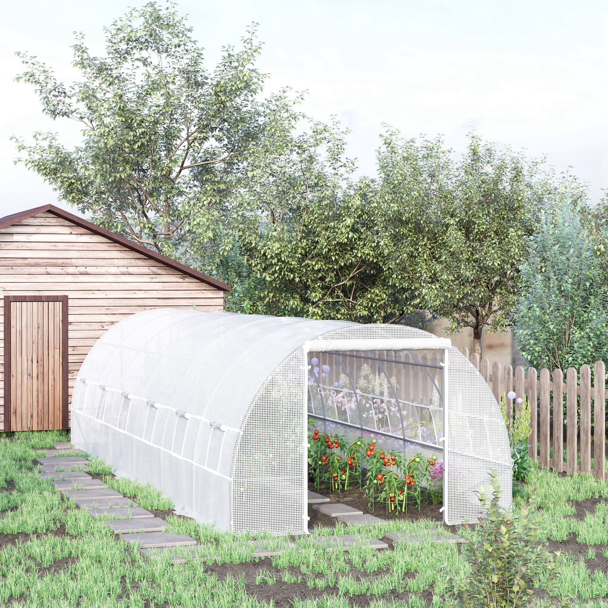 26' x 10' x 6.6' Large Walk in Tunnel Greenhouse Garden Plant Seed Green House Premium Steel Frame, White - Image 4