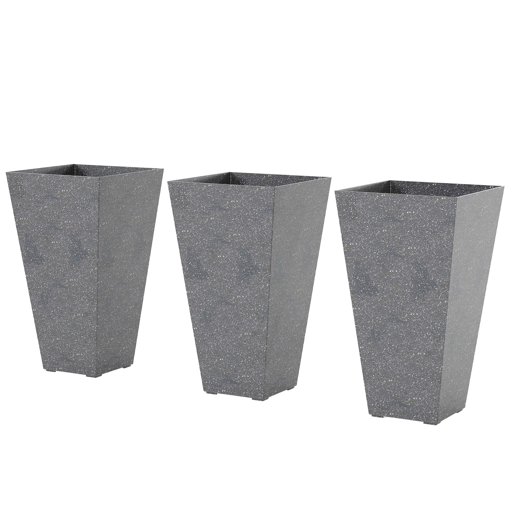 3-Piece 28" Tall Planters with Drainage Holes, Gray - Image 12