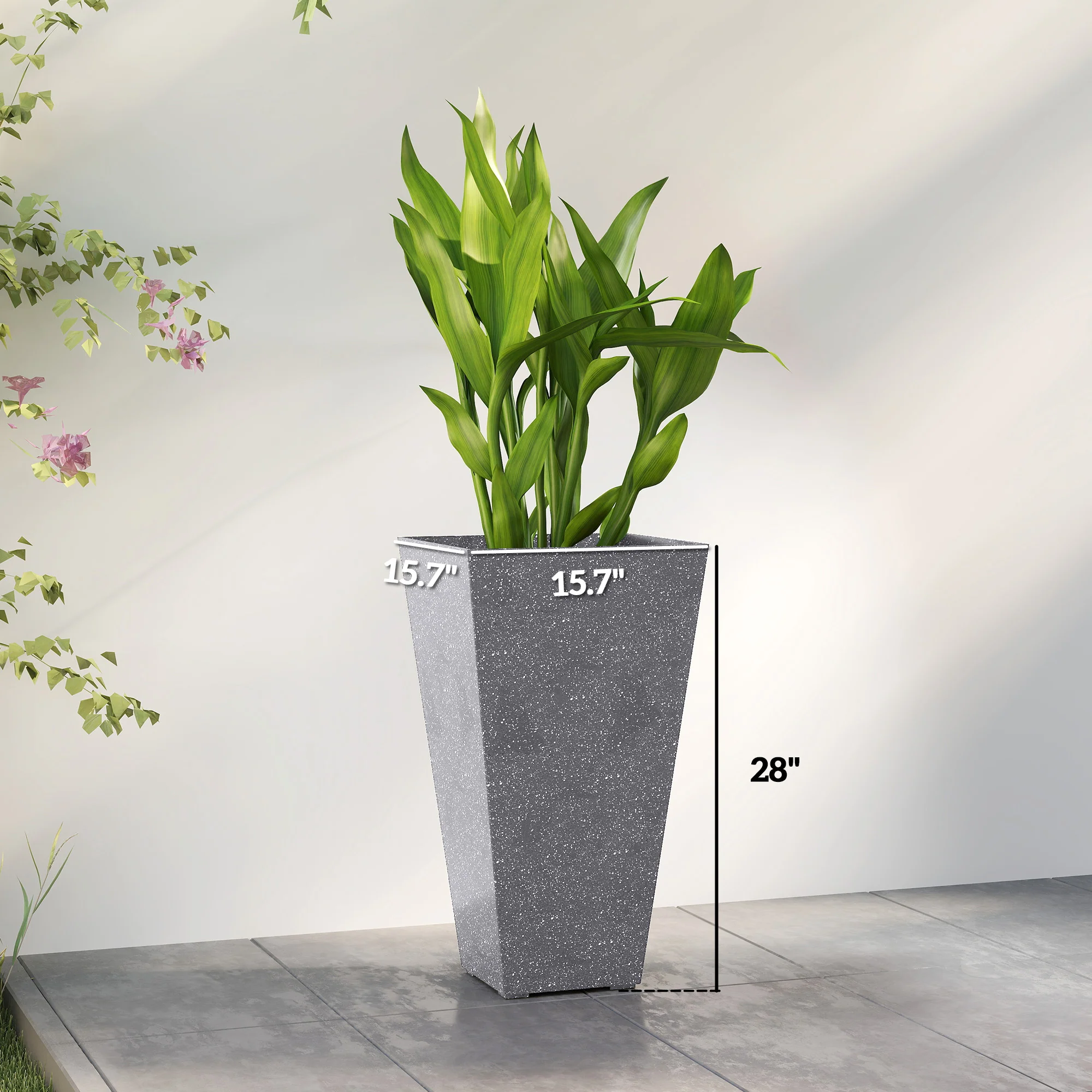 3-Piece 28" Tall Planters with Drainage Holes, Gray - Image 5
