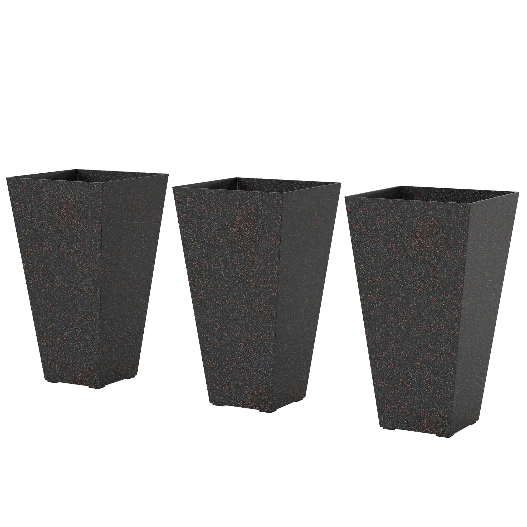 3-Piece 28" Tall Planters with Drainage Holes, Brown - Image 12
