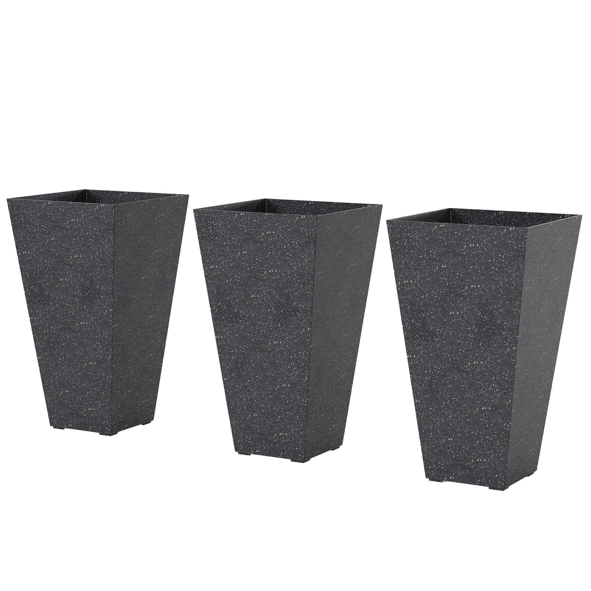 3-Piece 28" Tall Planters with Drainage Holes, Black - Image 12