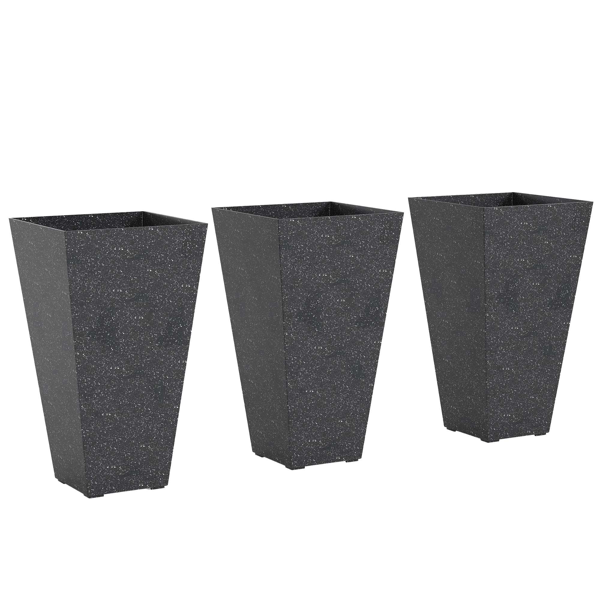 3-Piece 28" Tall Planters with Drainage Holes, Black - Image 2