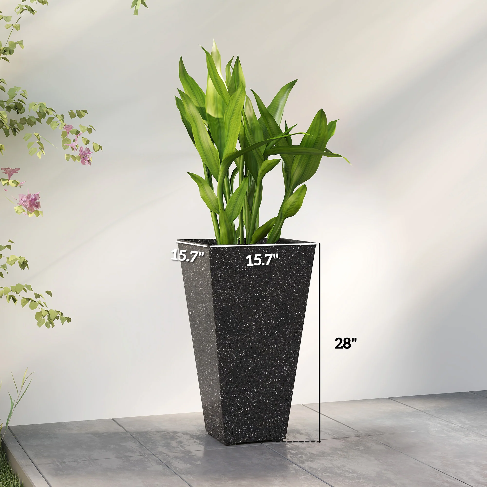 3-Piece 28" Tall Planters with Drainage Holes, Black - Image 5
