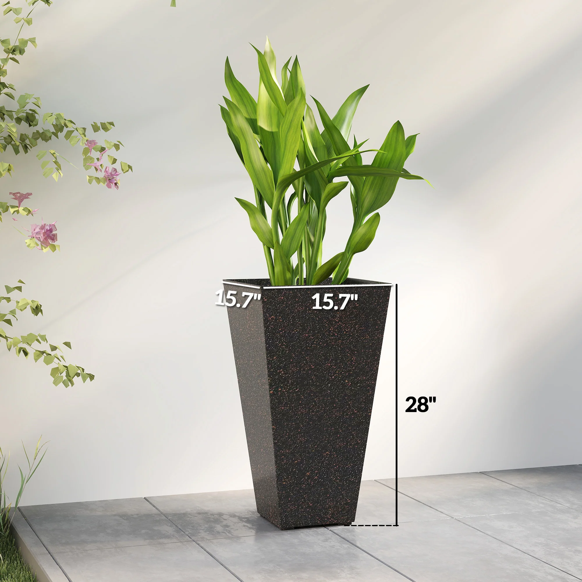 3-Piece 28" Tall Planters with Drainage Holes, Brown - Image 5