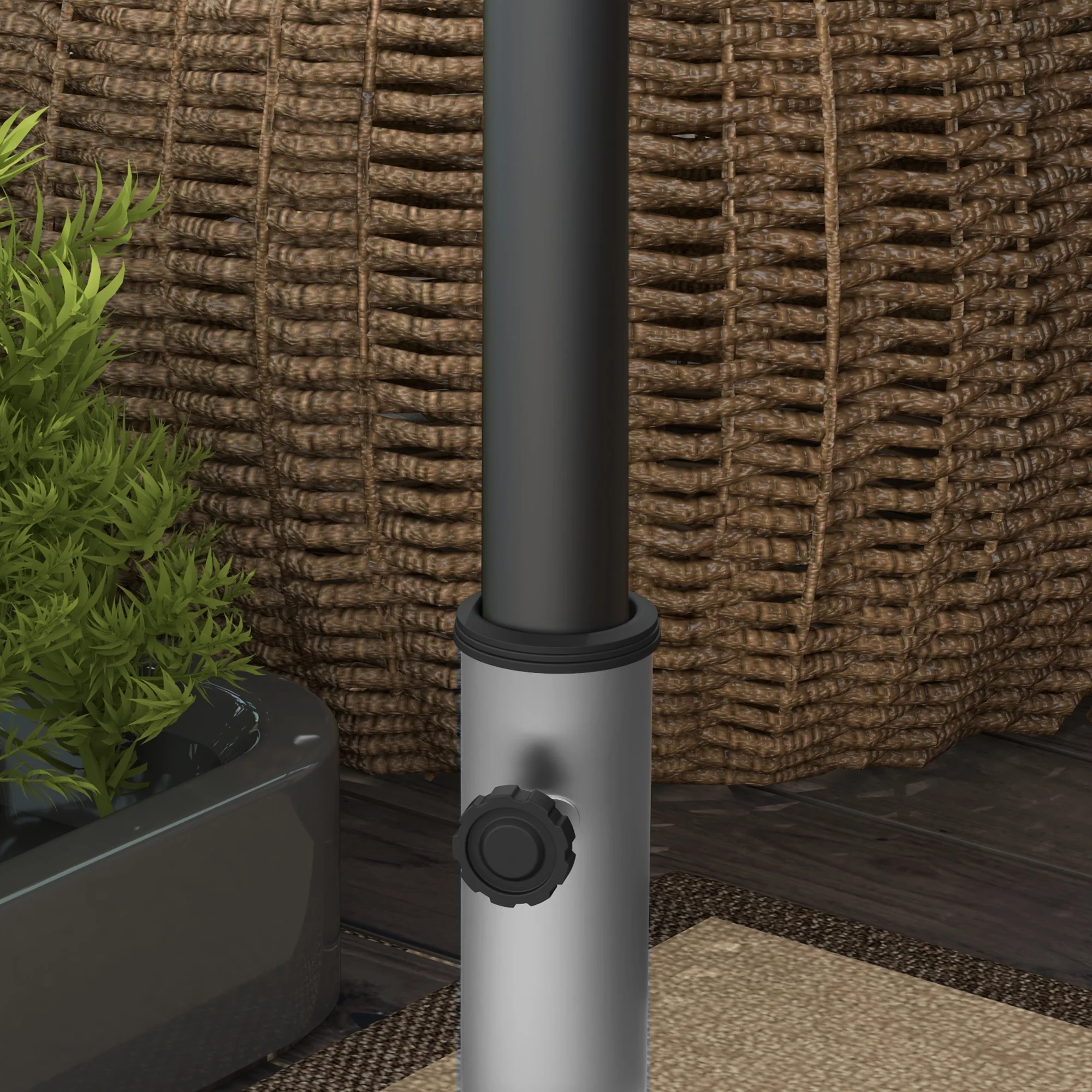 28kg Garden Parasol Base w/ Wheels and Retractable Handle for 32, 38, 48 mm Poles, Grey - Image 10