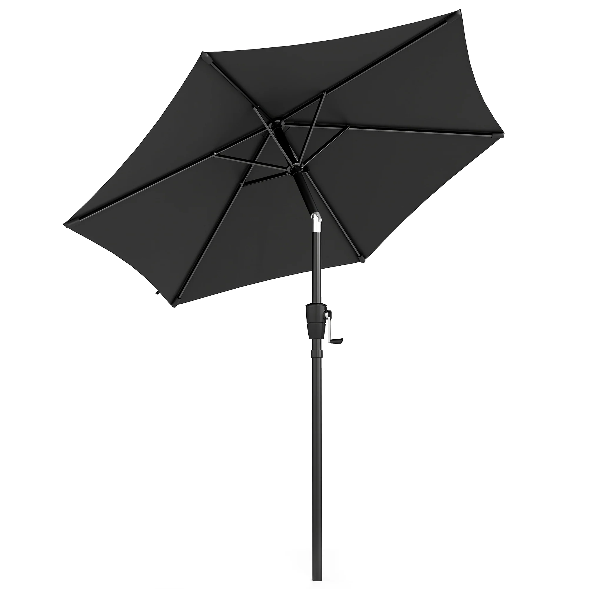 2 m Garden Parasol with Crank Handle, Tilt Function & UV30+, Black - Image 12