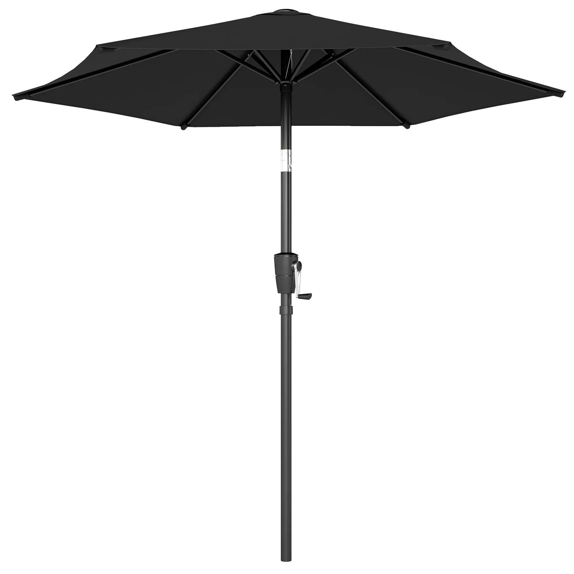 2 m Garden Parasol with Crank Handle, Tilt Function & UV30+, Black - Image 2