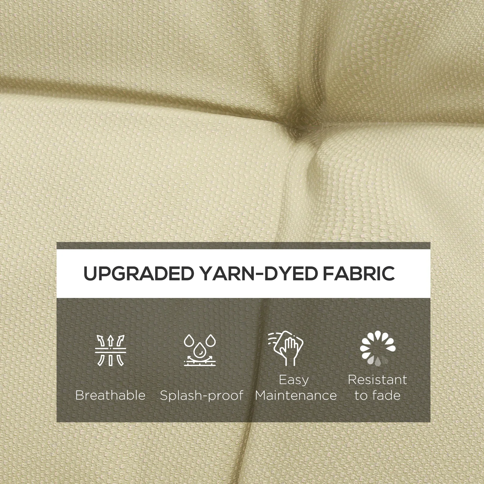 2pc Outdoor Seat Cushions with Backrest & Ties, Water Repellent Chairs Seat Pads, Beige - Image 6