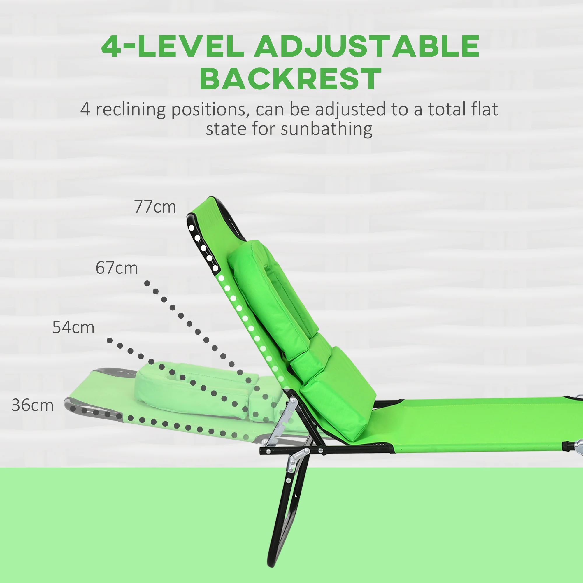 2pcs Adjustable Outdoor Lounge Chairs with Face Hole, Green - Image 6