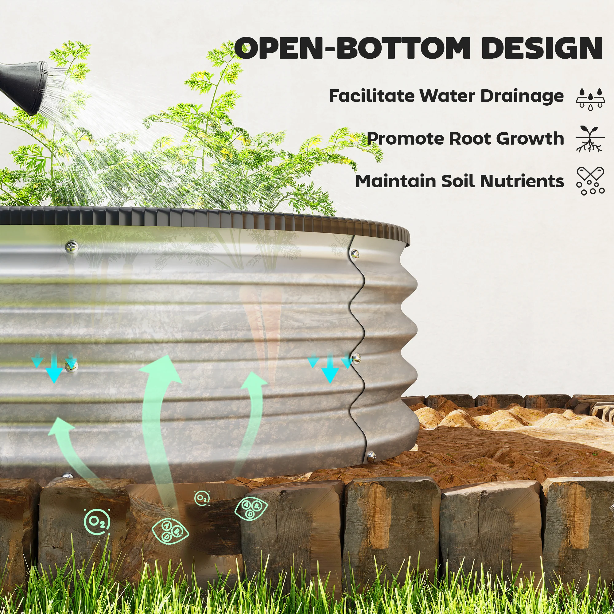 2pcs 4 x 3 x 1 ft Galvanized Raised Garden Beds, Silver - Image 10