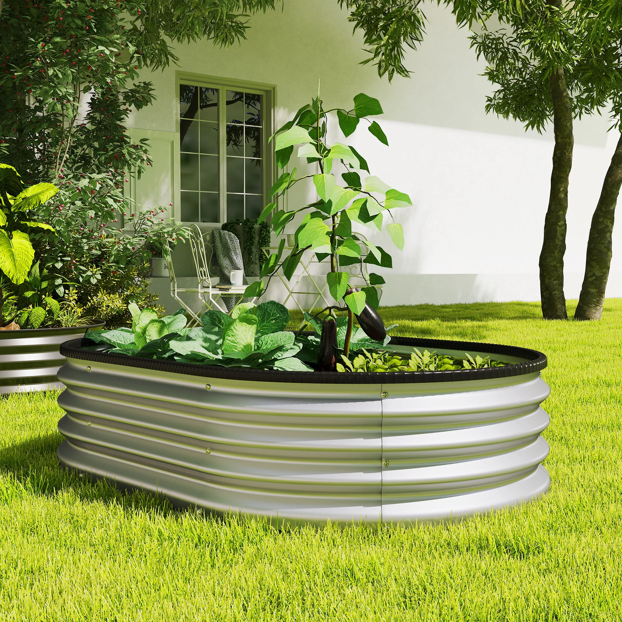 2pcs 4 x 3 x 1 ft Galvanized Raised Garden Beds, Silver - Image 11