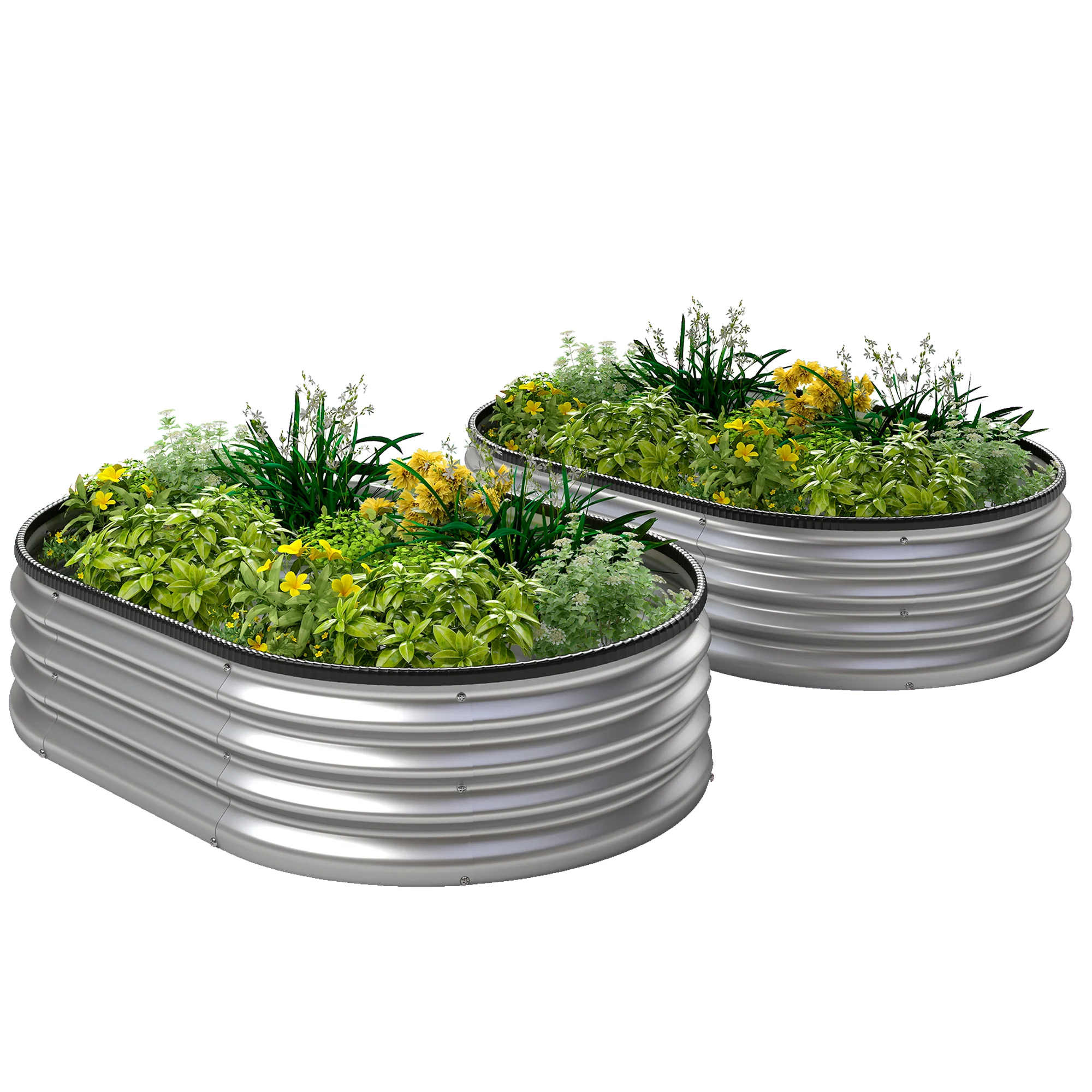2pcs 4 x 3 x 1 ft Galvanized Raised Garden Beds, Silver - Image 2