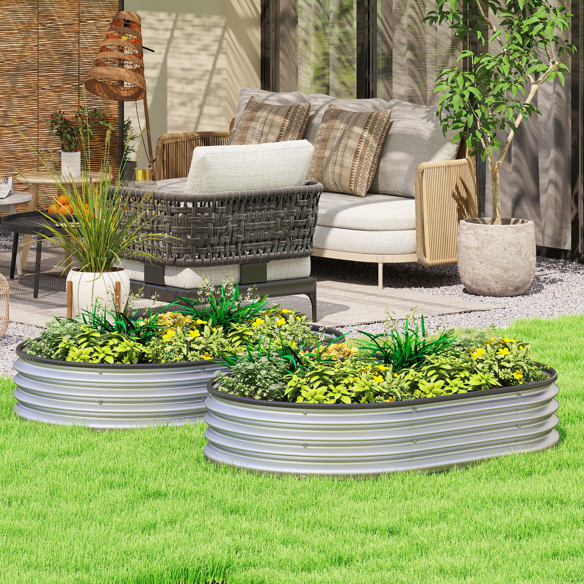 2pcs 4 x 3 x 1 ft Galvanized Raised Garden Beds, Silver - Image 3