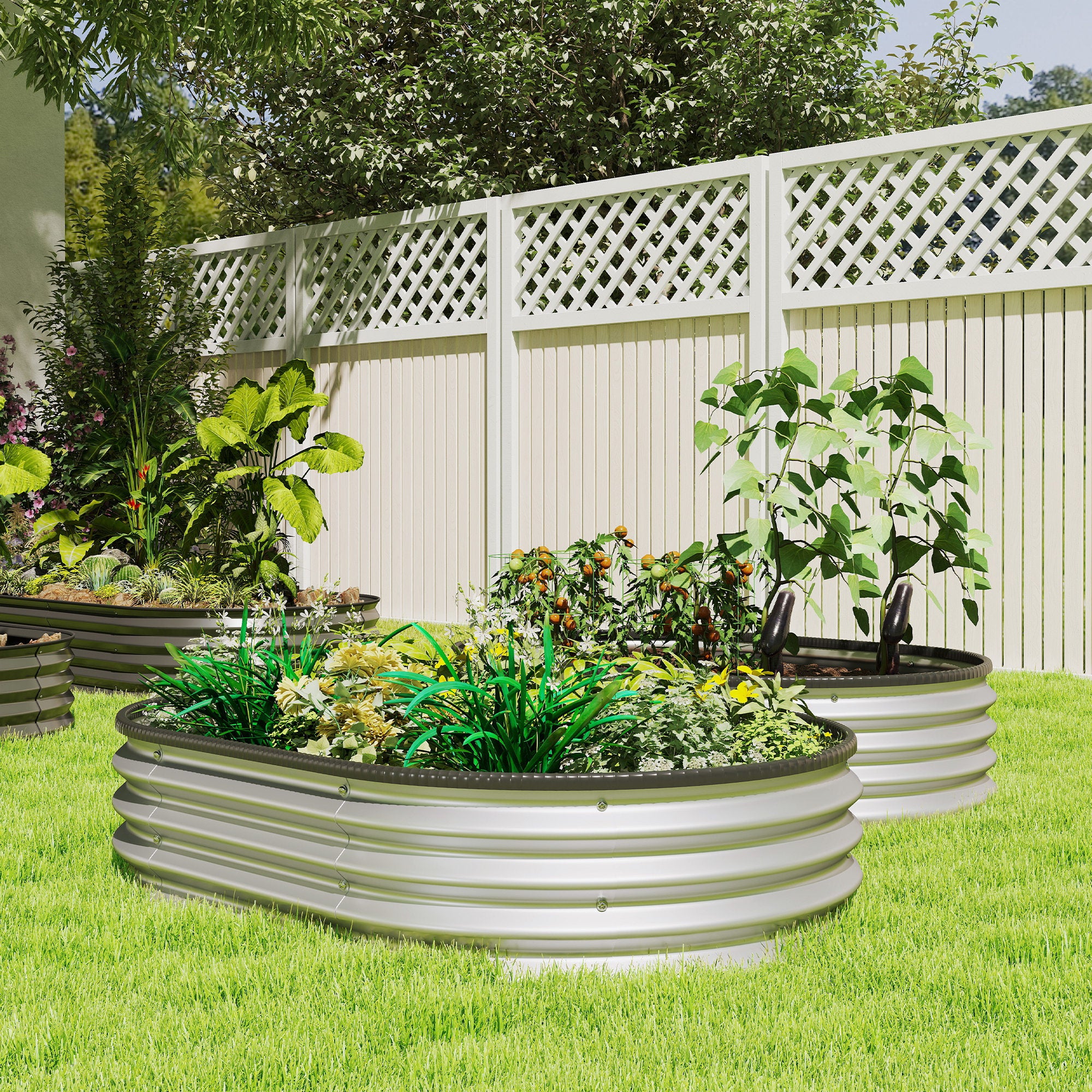 2pcs 4 x 3 x 1 ft Galvanized Raised Garden Beds, Silver - Image 4