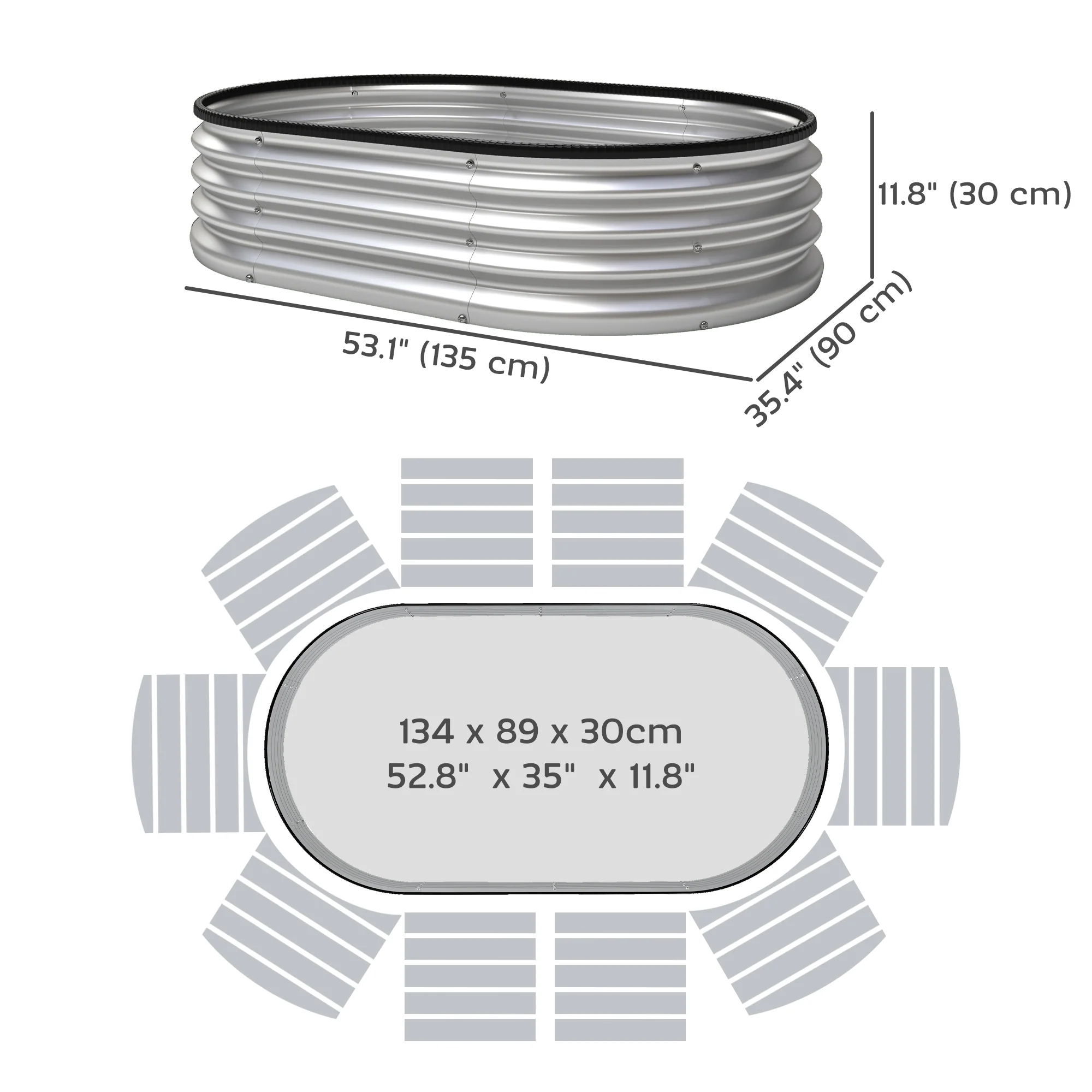 2pcs 4 x 3 x 1 ft Galvanized Raised Garden Beds, Silver - Image 5