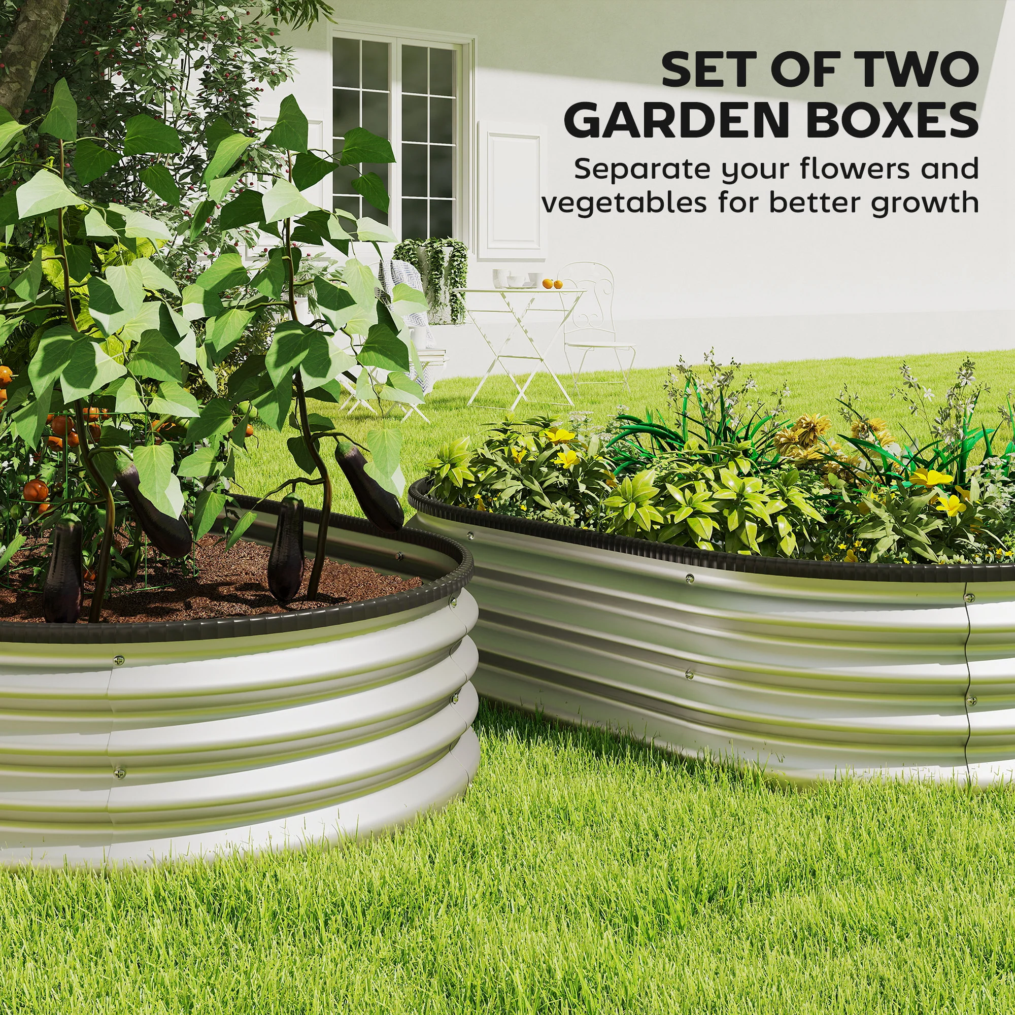 2pcs 4 x 3 x 1 ft Galvanized Raised Garden Beds, Silver - Image 6