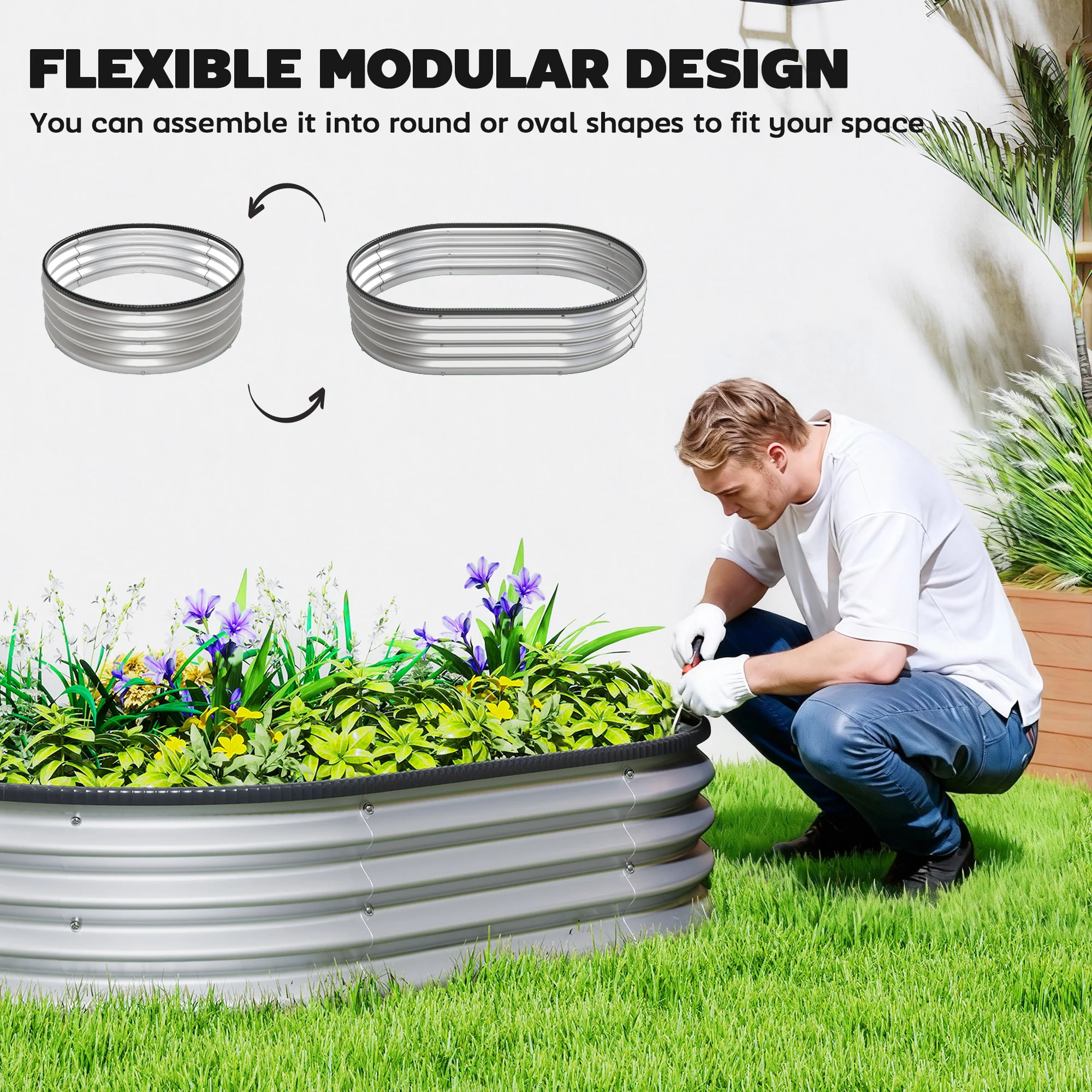 2pcs 4 x 3 x 1 ft Galvanized Raised Garden Beds, Silver - Image 8