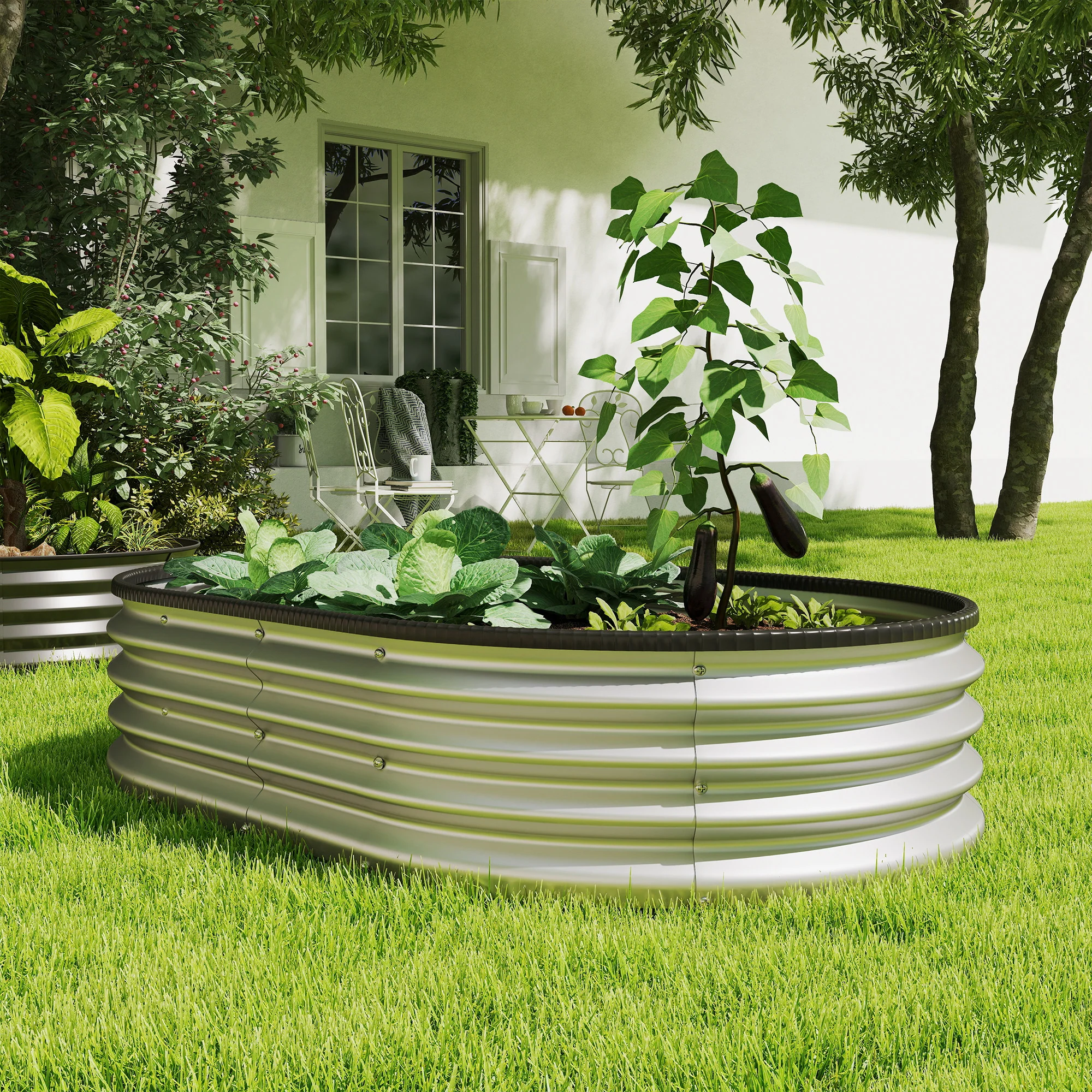 2pcs 5 x 3 x 1 ft Galvanized Raised Garden Beds, Silver - Image 11