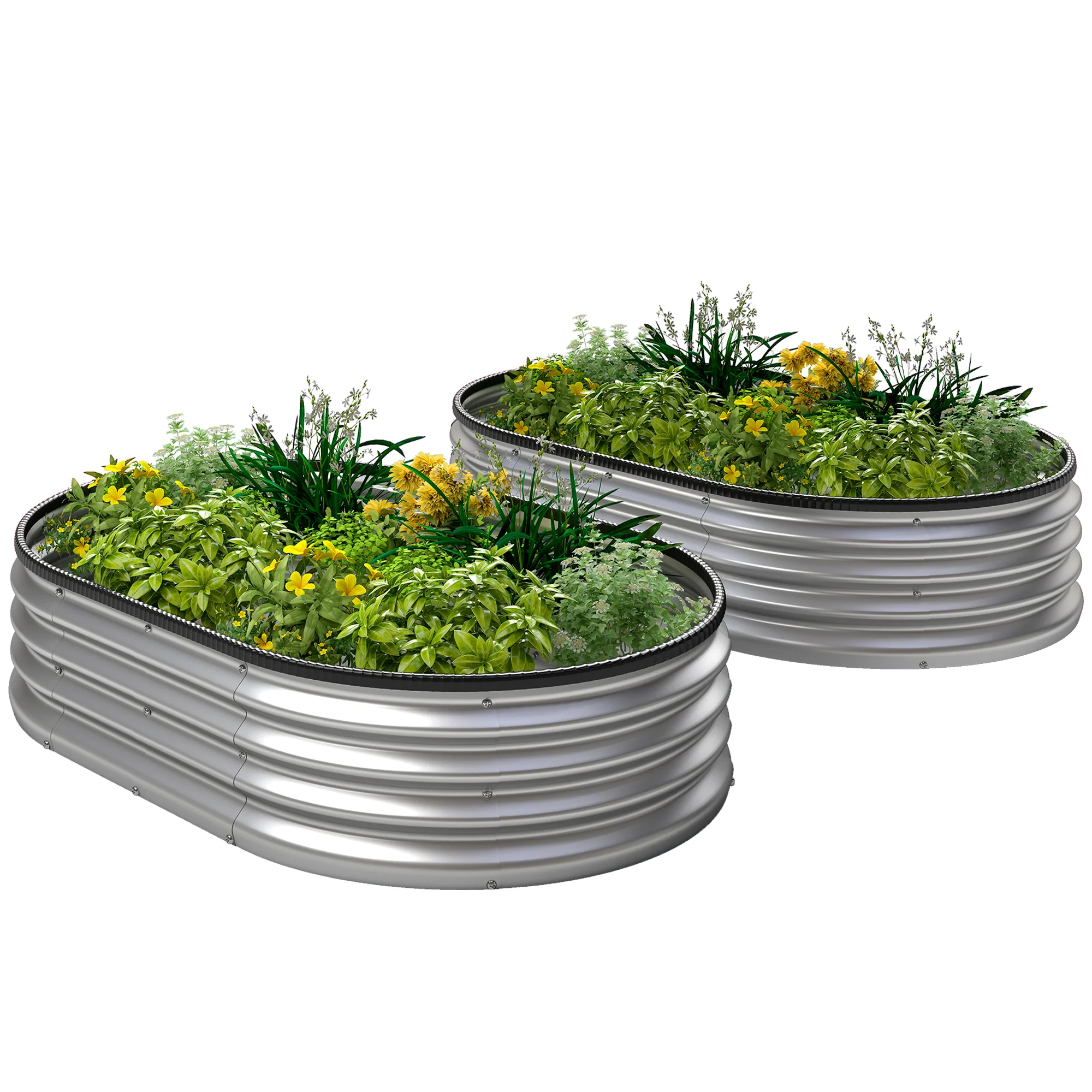 2pcs 5 x 3 x 1 ft Galvanized Raised Garden Beds, Silver - Image 2