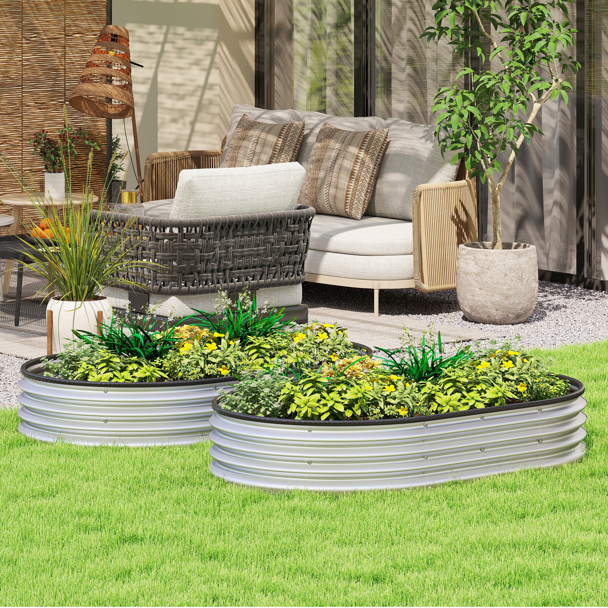 2pcs 5 x 3 x 1 ft Galvanized Raised Garden Beds, Silver - Image 3
