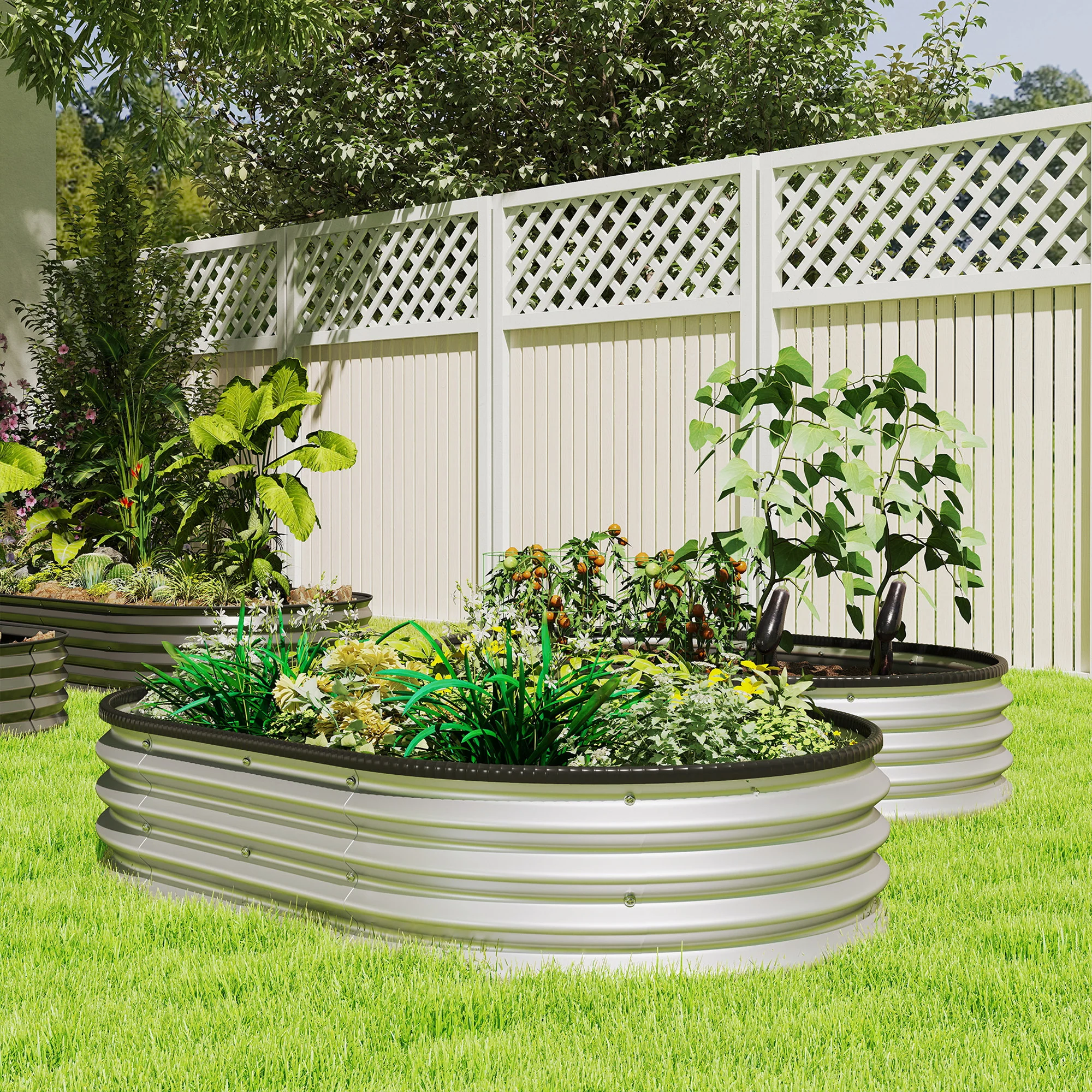 2pcs 5 x 3 x 1 ft Galvanized Raised Garden Beds, Silver - Image 4