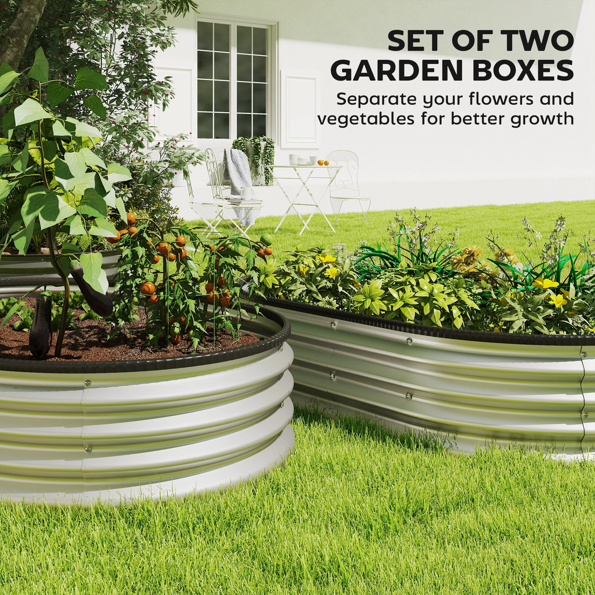 2pcs 5 x 3 x 1 ft Galvanized Raised Garden Beds, Silver - Image 6