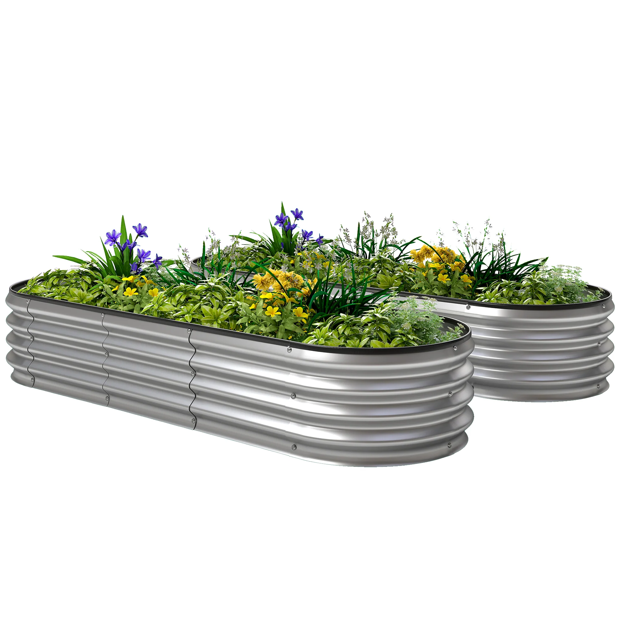 2pcs 6 x 2 x 1 ft Galvanized Raised Garden Beds, Silver - Image 2