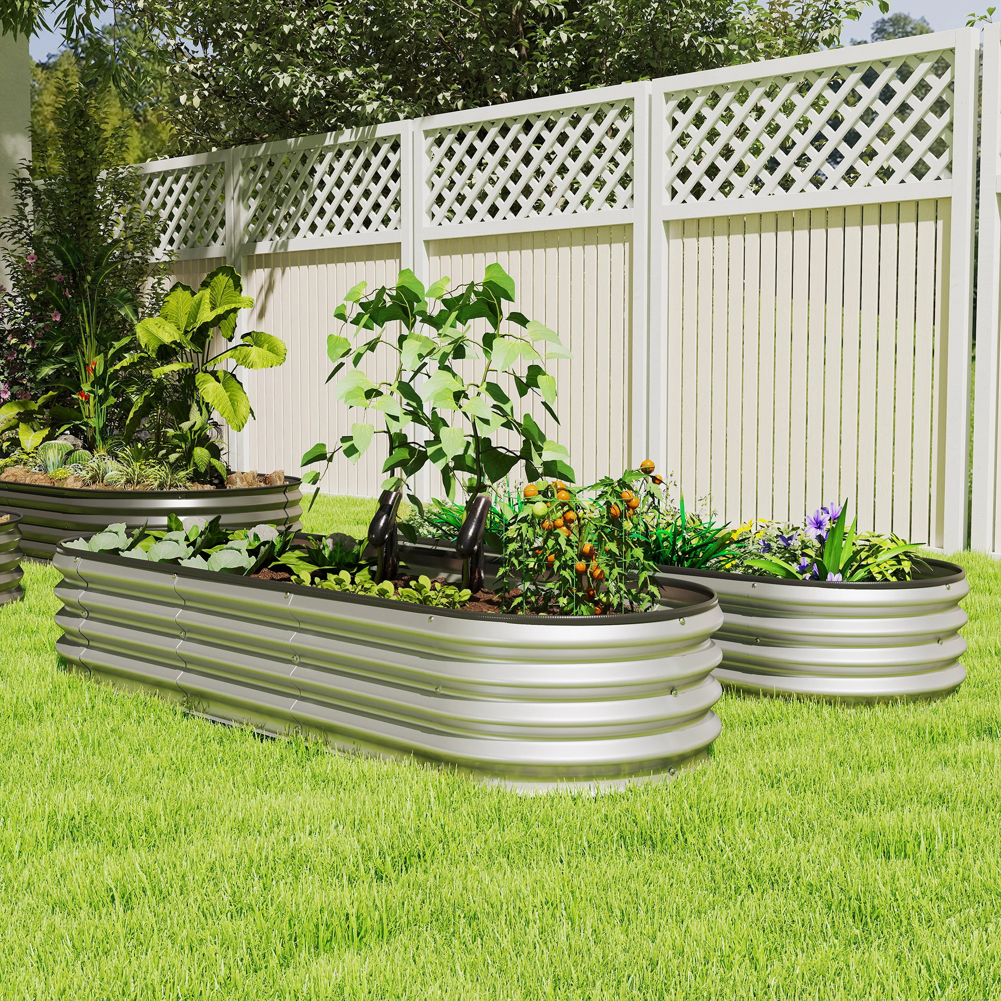 2pcs 6 x 2 x 1 ft Galvanized Raised Garden Beds, Silver - Image 4