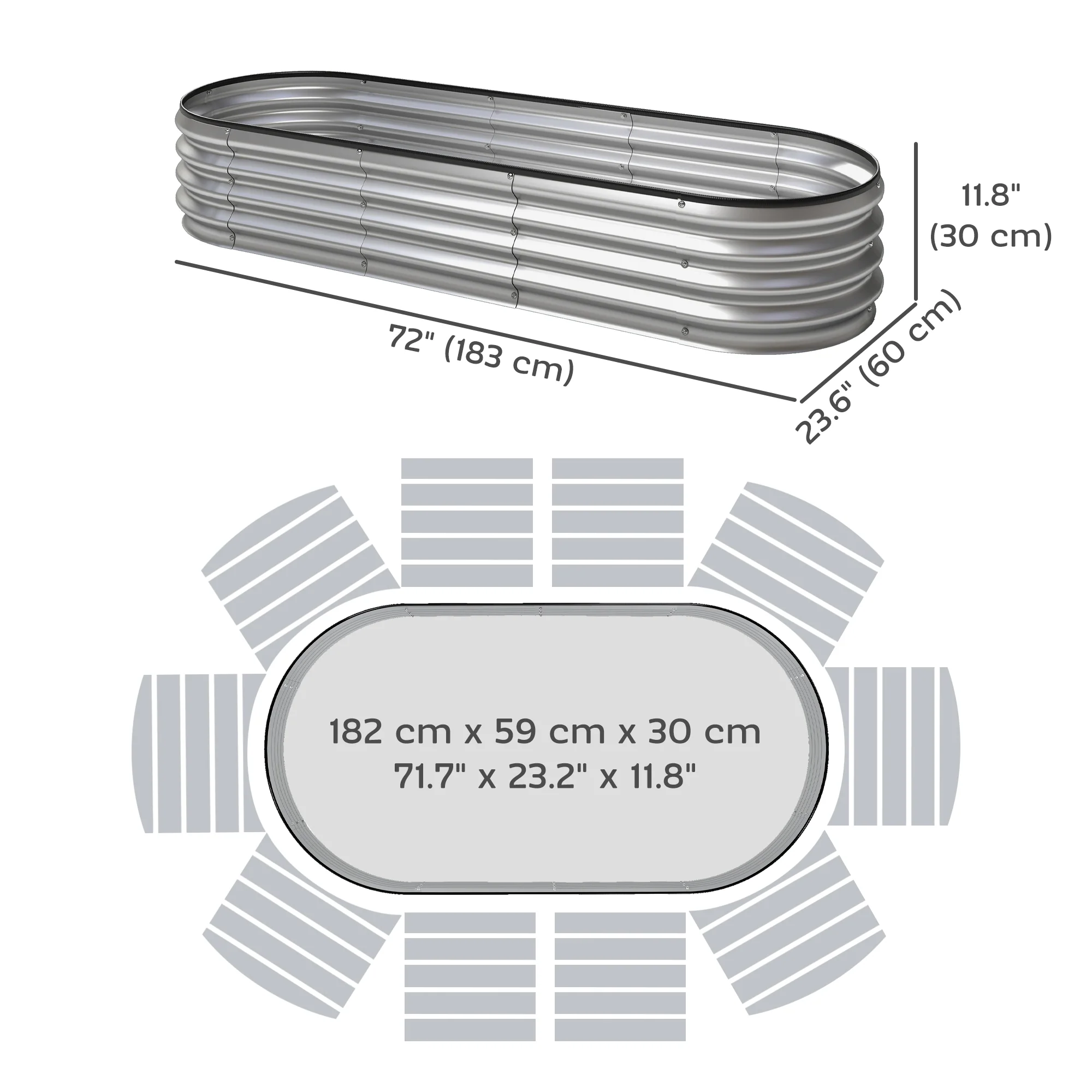 2pcs 6 x 2 x 1 ft Galvanized Raised Garden Beds, Silver - Image 5