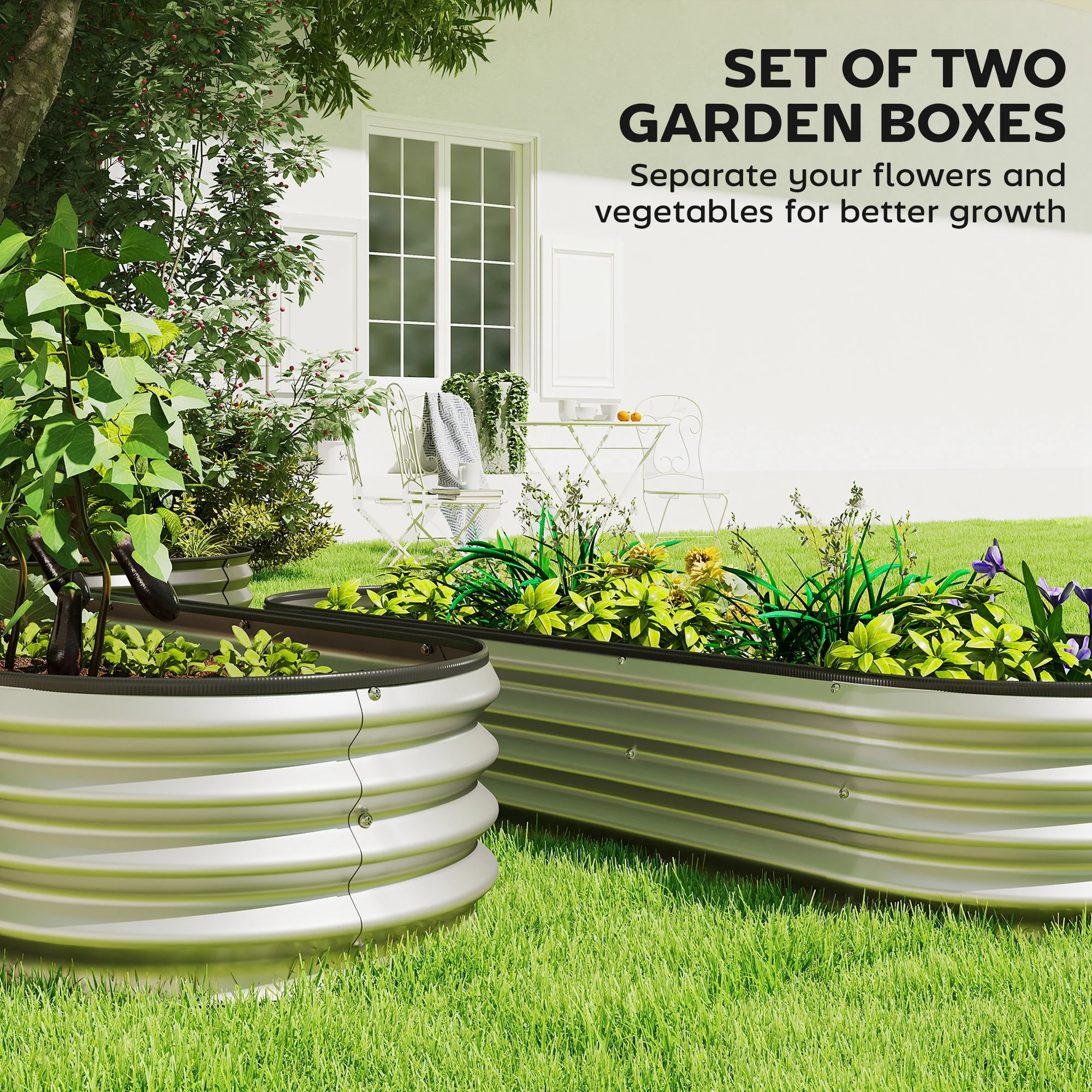 2pcs 6 x 2 x 1 ft Galvanized Raised Garden Beds, Silver - Image 6