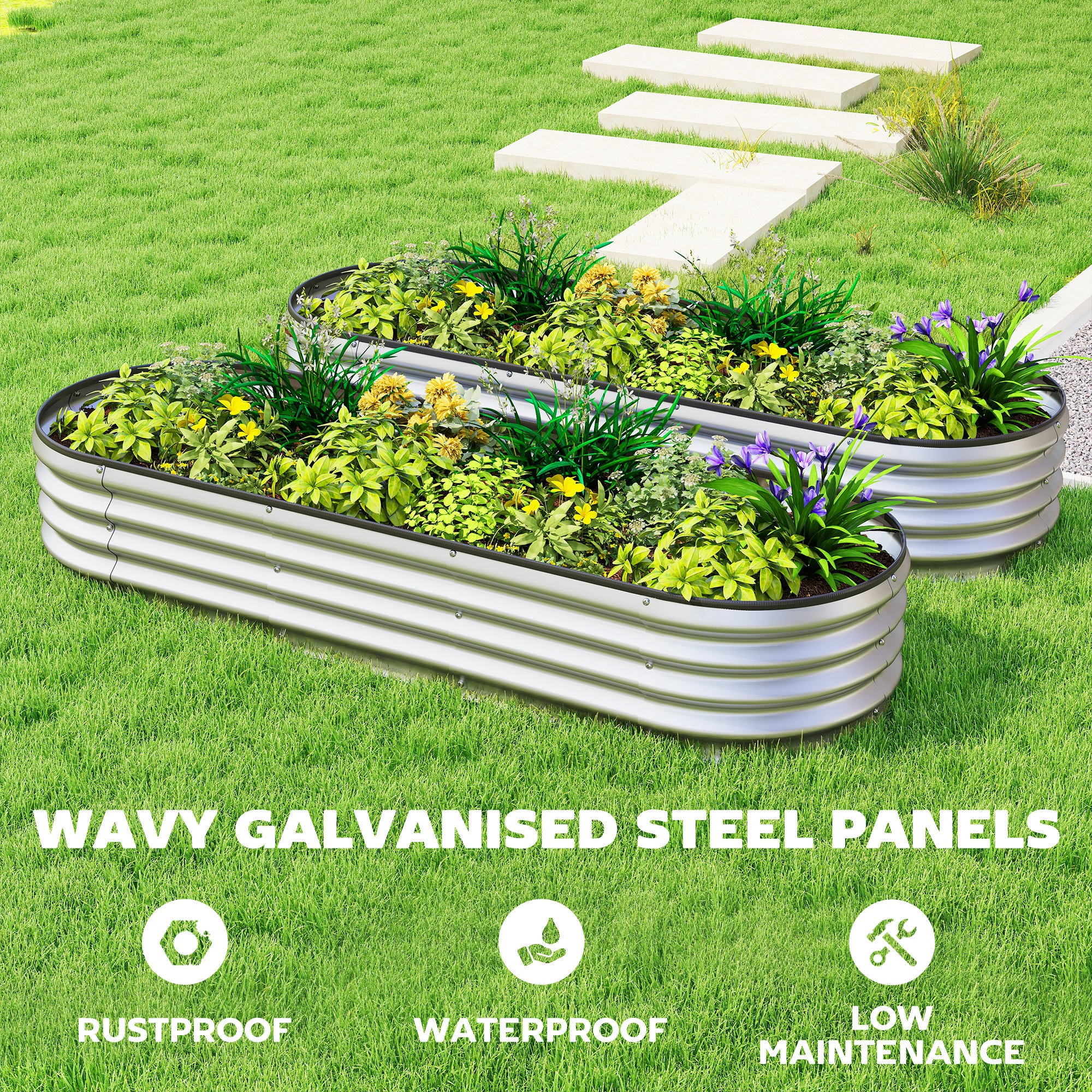 2pcs 6 x 2 x 1 ft Galvanized Raised Garden Beds, Silver - Image 7