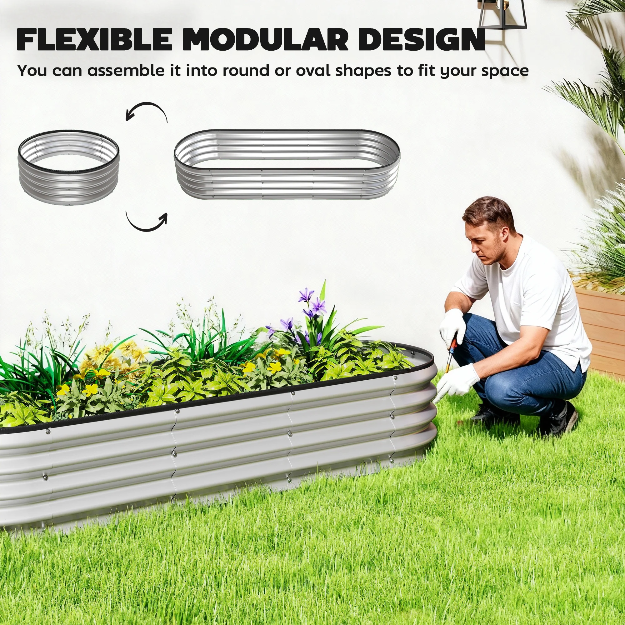 2pcs 6 x 2 x 1 ft Galvanized Raised Garden Beds, Silver - Image 8