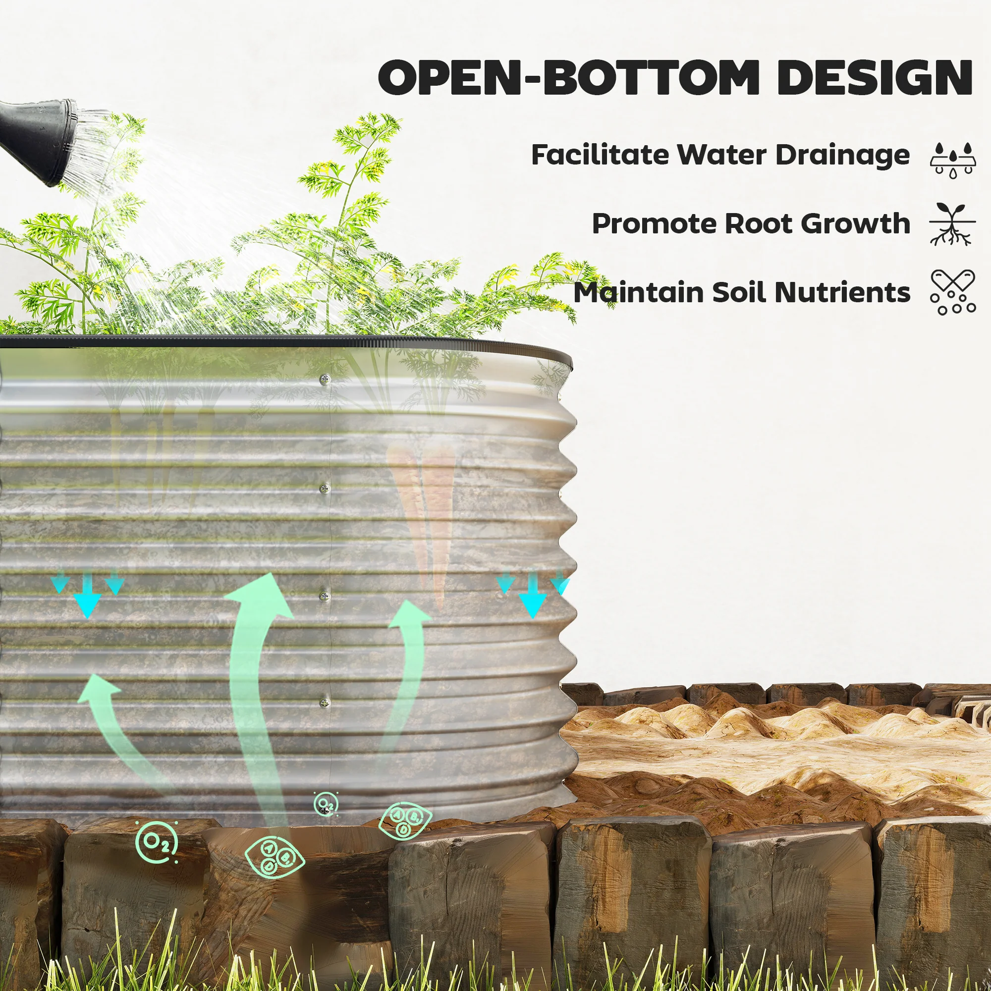 2pcs 6 x 2 x 2 ft Galvanized Raised Garden Beds, Silver - Image 10