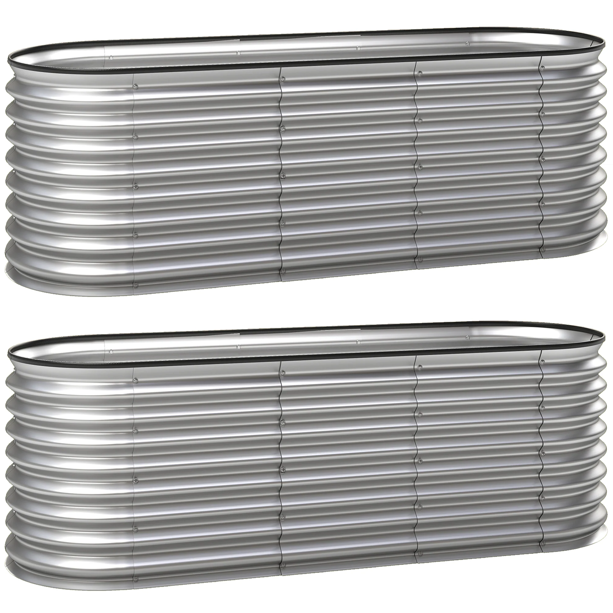 2pcs 6 x 2 x 2 ft Galvanized Raised Garden Beds, Silver - Image 12