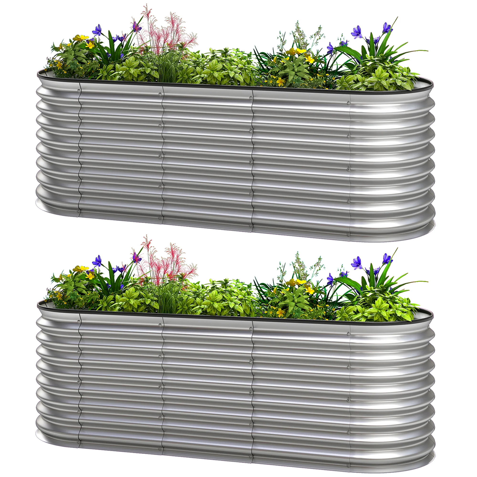 2pcs 6 x 2 x 2 ft Galvanized Raised Garden Beds, Silver - Image 2