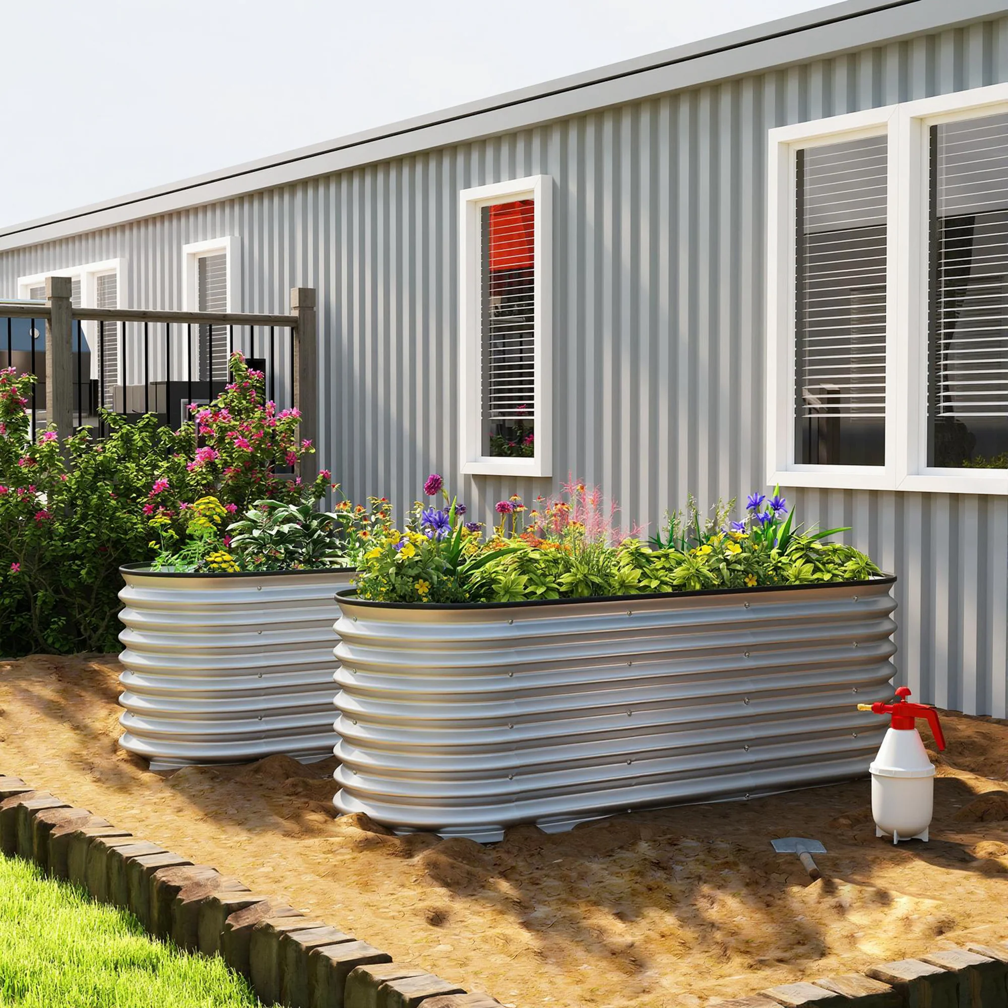 2pcs 6 x 2 x 2 ft Galvanized Raised Garden Beds, Silver - Image 3