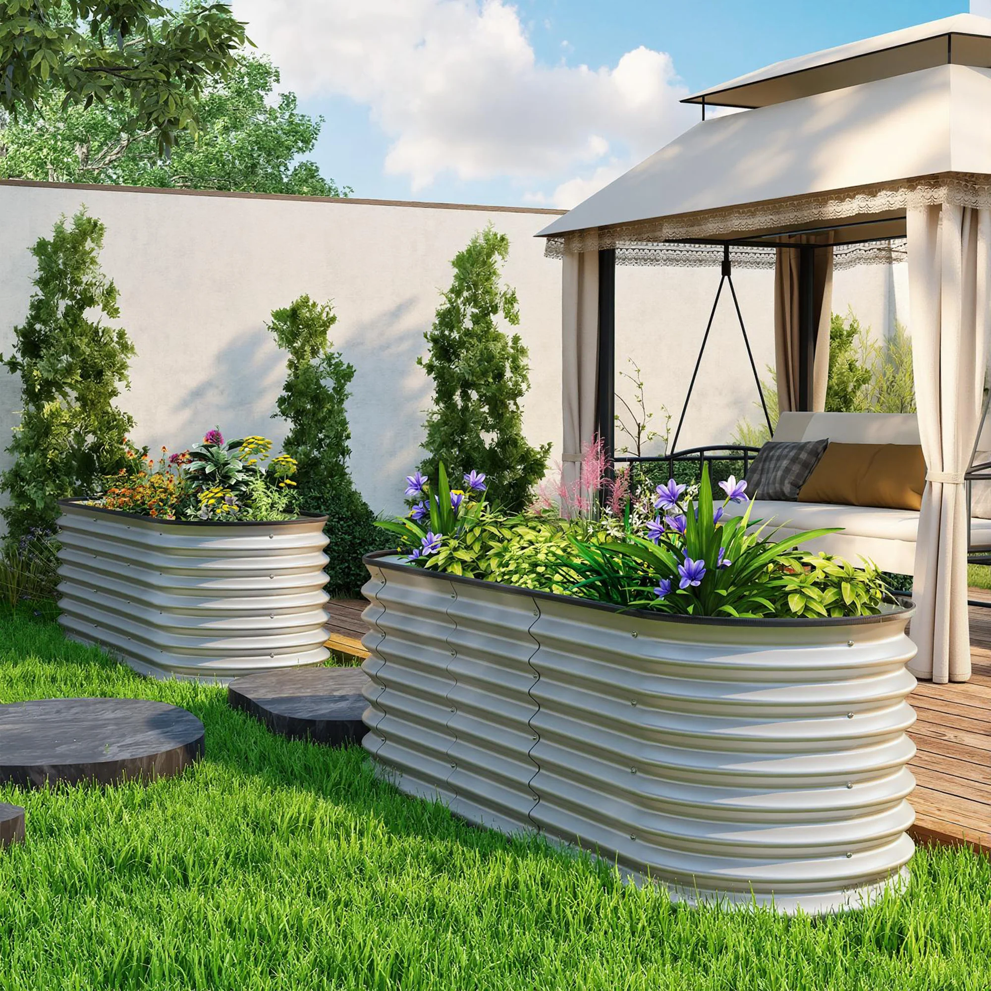 2pcs 6 x 2 x 2 ft Galvanized Raised Garden Beds, Silver - Image 4