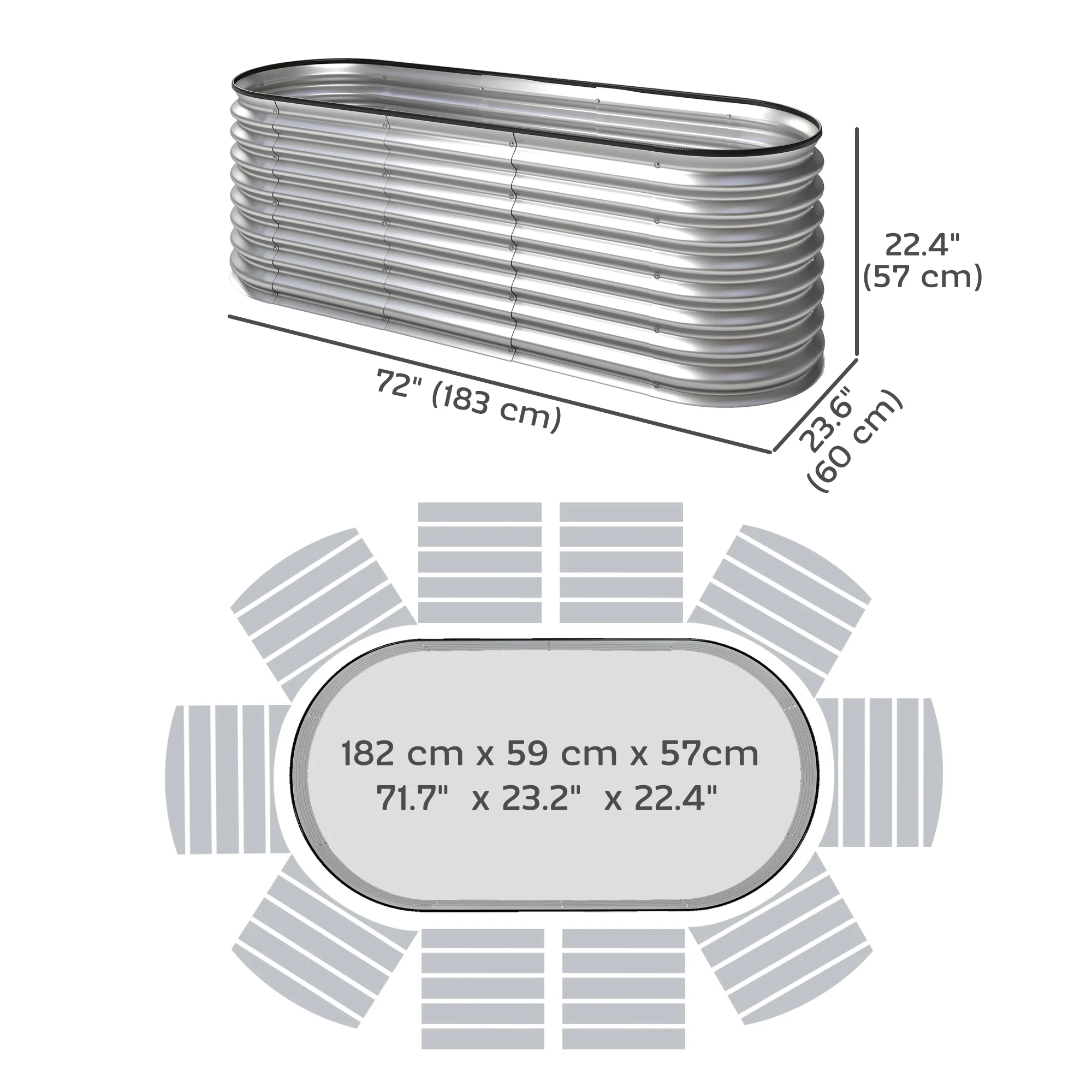 2pcs 6 x 2 x 2 ft Galvanized Raised Garden Beds, Silver - Image 5
